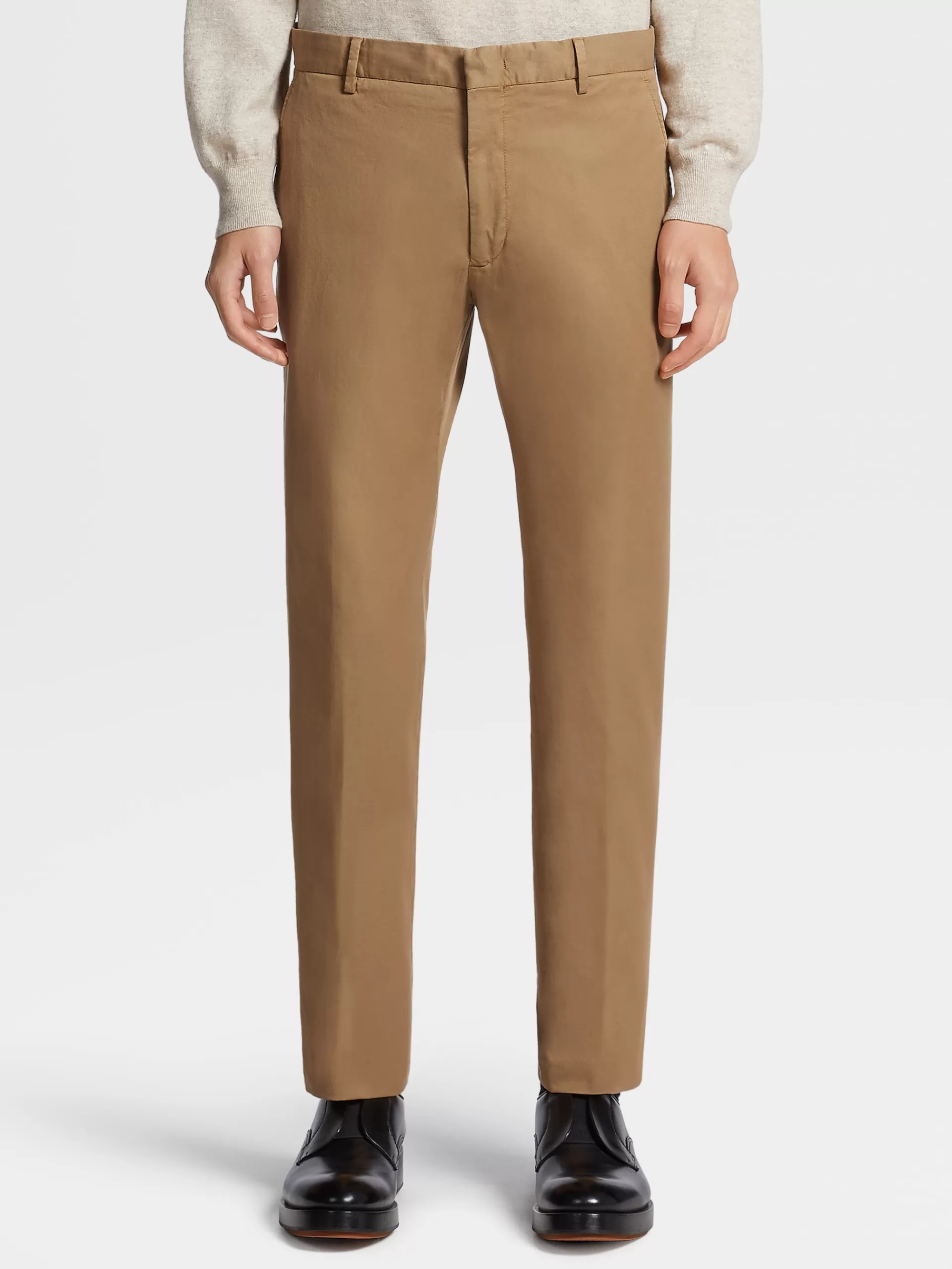 ZEGNA Calças^Calças Premium Cotton Com Tingimento Em Peca Camel