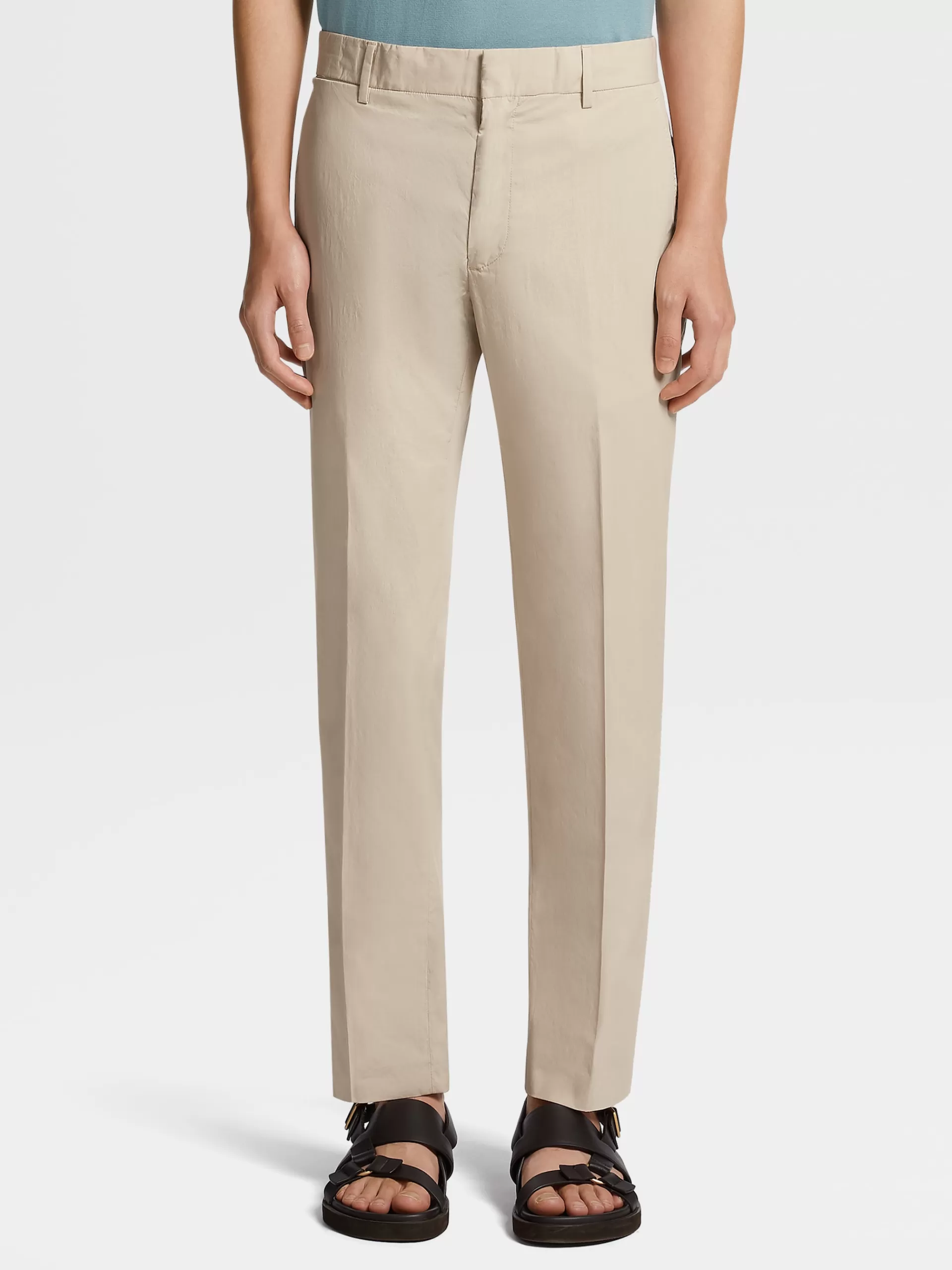 ZEGNA Calças^Calças S Em Algodao Elastico Tela Vela Bege