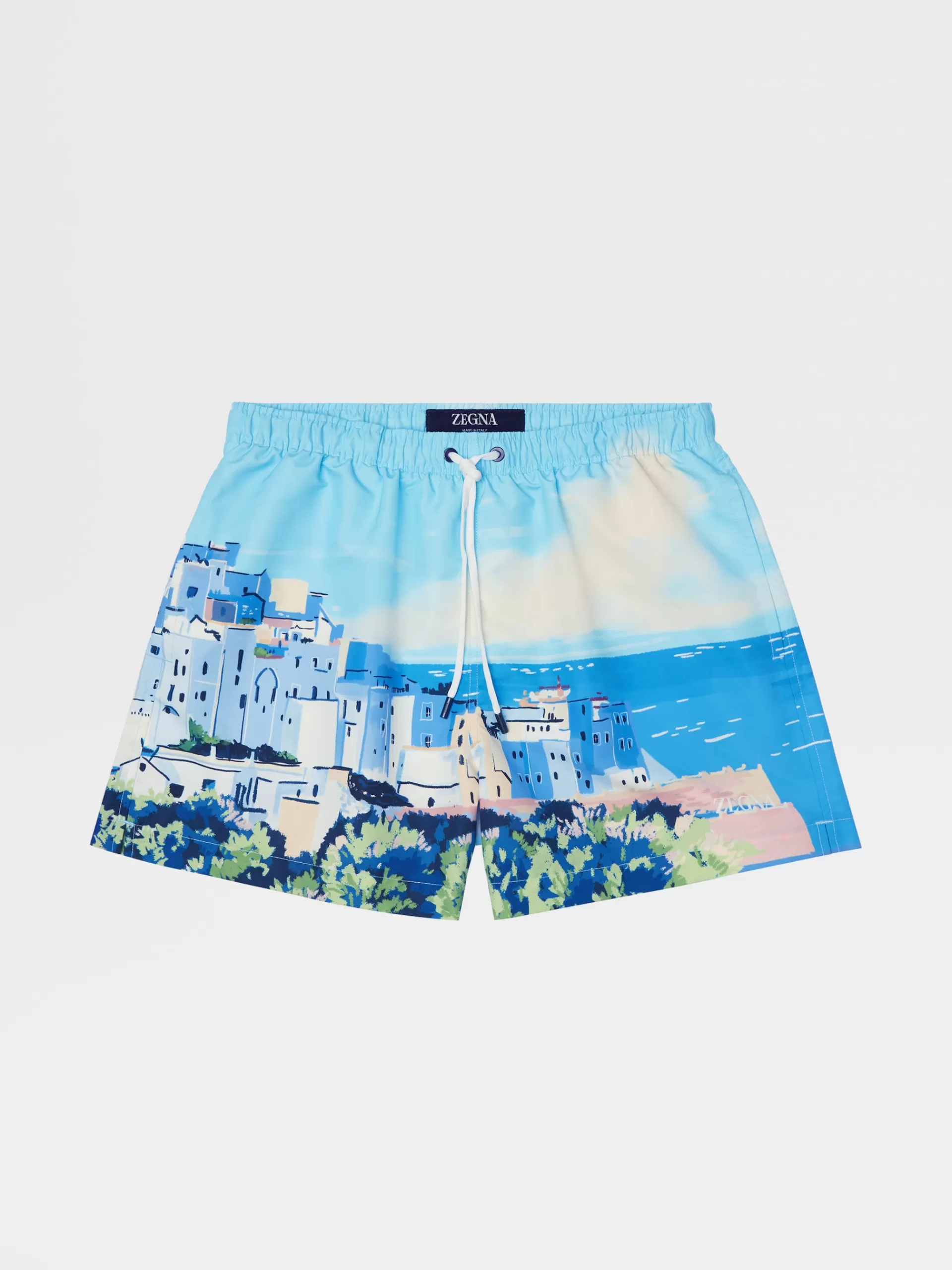 ZEGNA Moda Praia^Calcoes De Banho Com Estampado De Aguarela Ostuni Azul-Claro