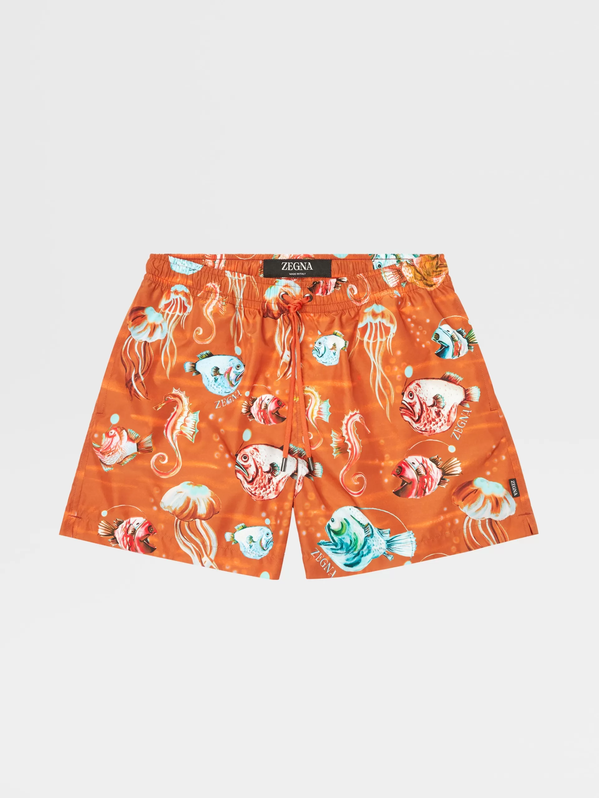 ZEGNA Moda Praia^Calcoes De Banho Em Tecido Tecnico Laranja