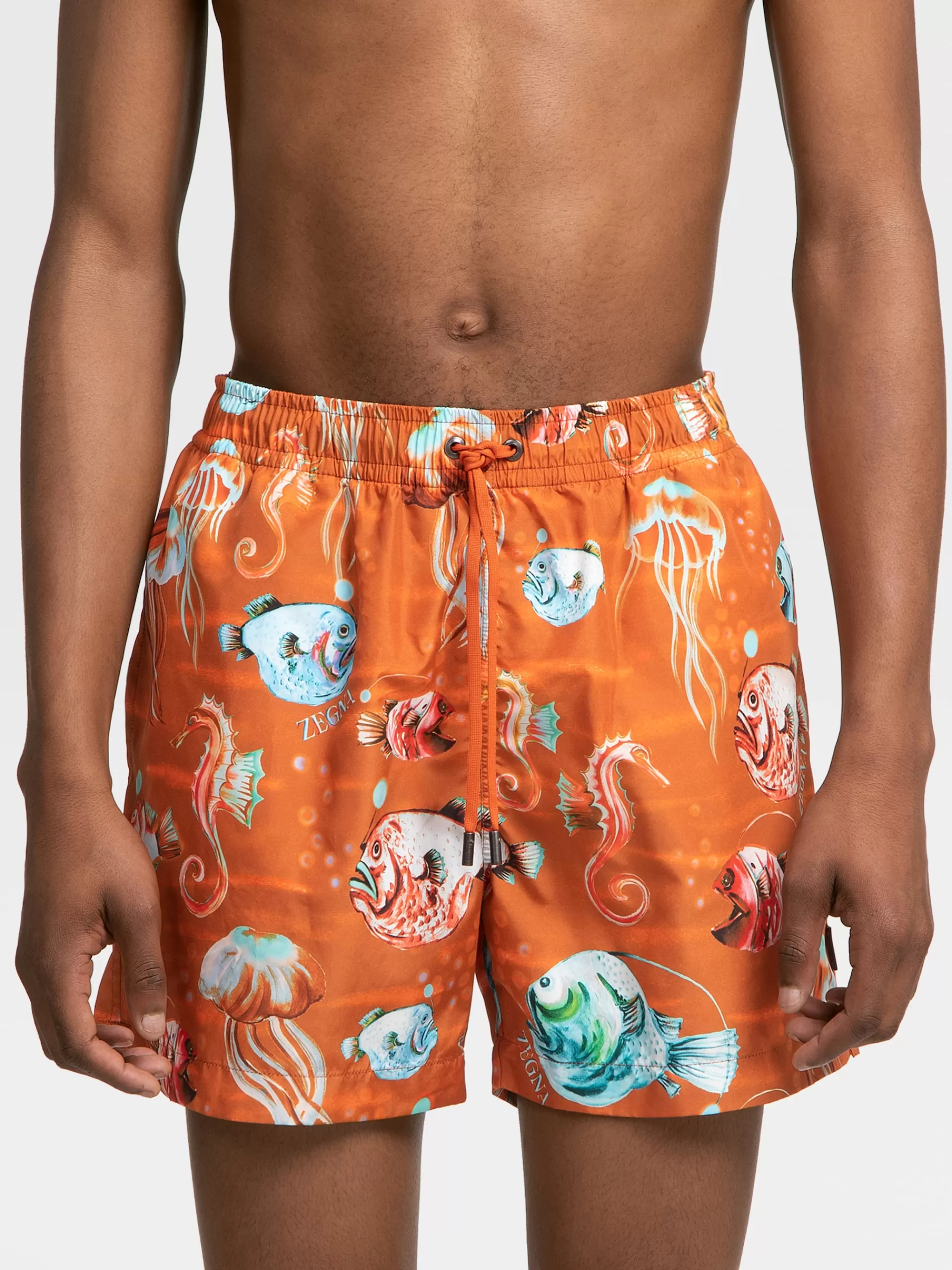 ZEGNA Moda Praia^Calcoes De Banho Em Tecido Tecnico Laranja