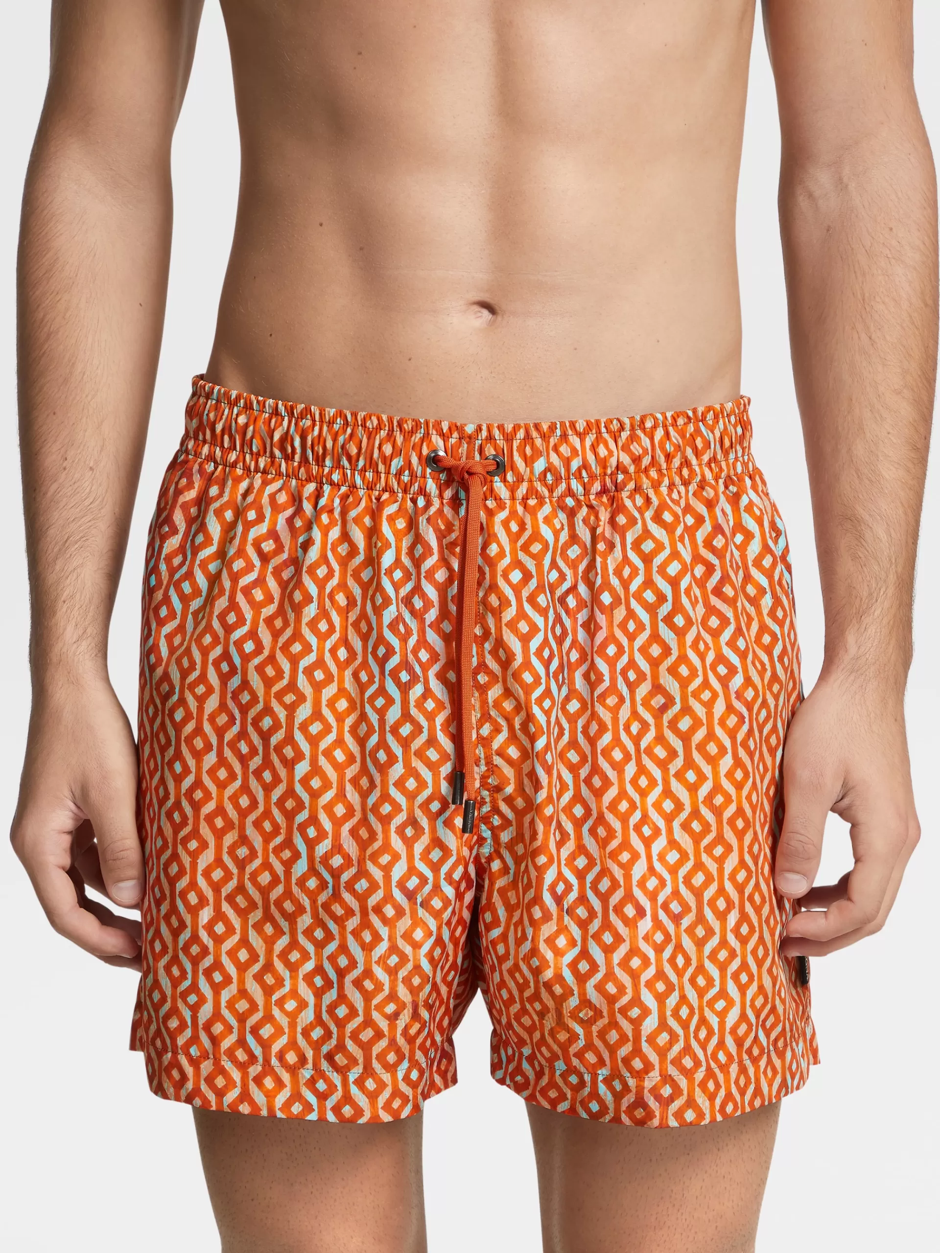 ZEGNA Moda Praia^Calcoes De Banho Em Tecido Tecnico Estampado Laranja