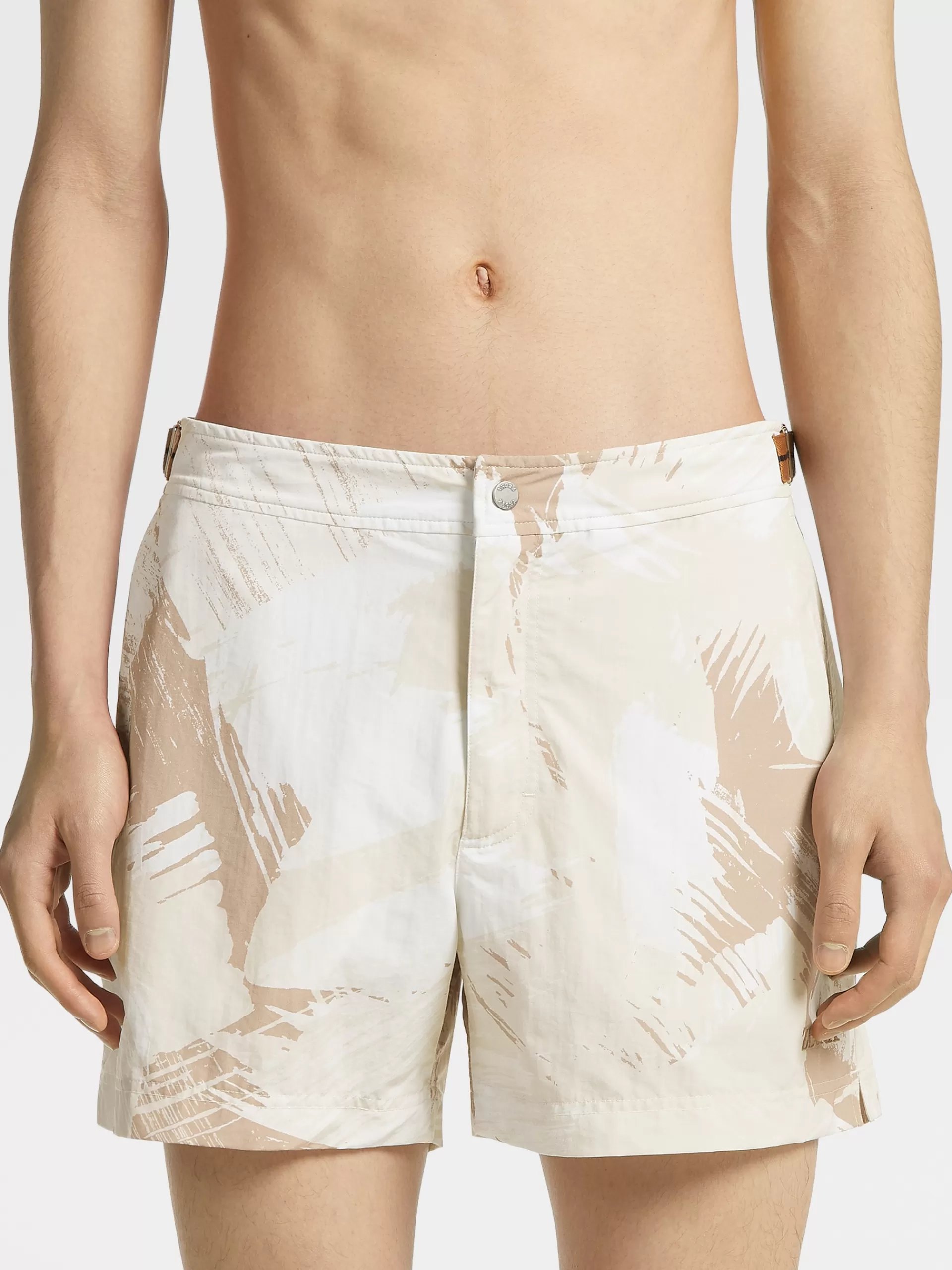 ZEGNA Moda Praia^Calcoes De Banho 232 Road Brand Mark Bege-Claro