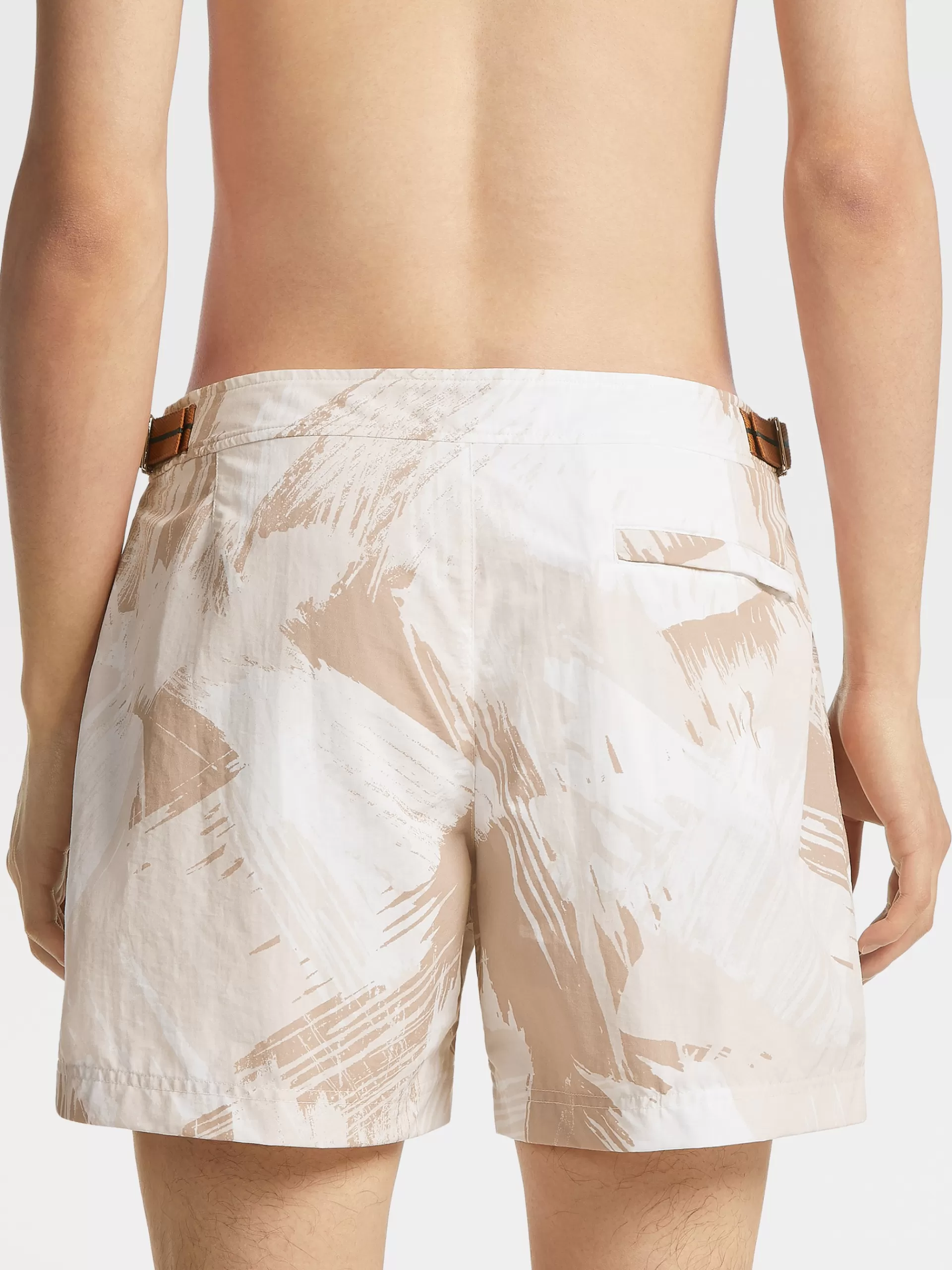 ZEGNA Moda Praia^Calcoes De Banho 232 Road Brand Mark Bege-Claro