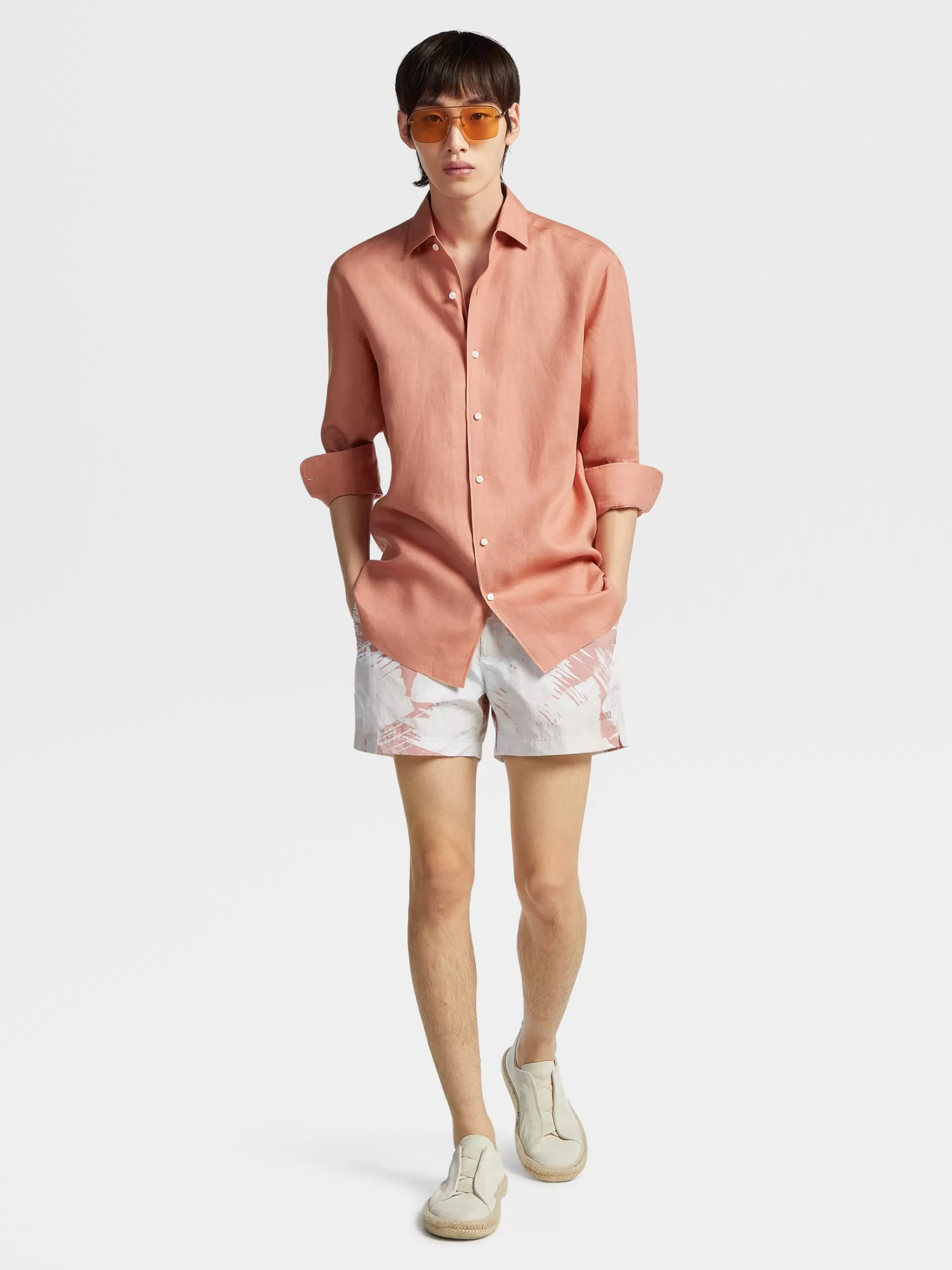 ZEGNA Moda Praia^Calcoes De Banho 232 Road Brand Mark Rosa-Claro