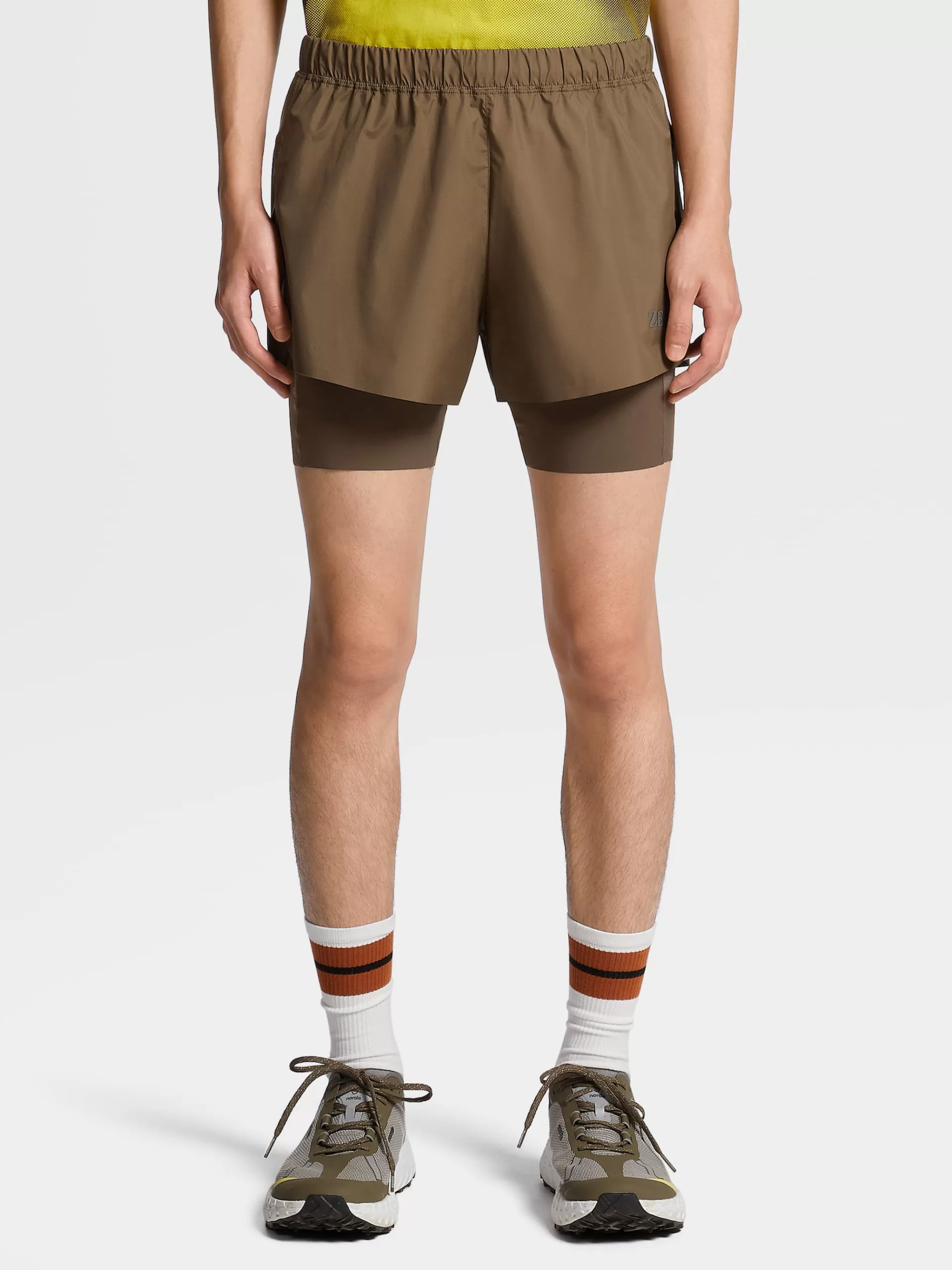 ZEGNA Roupa Desportiva^Calcoes De Corrida No Tom Em Tecido Tecnico #Usetheexisting™ Castanho-Claro