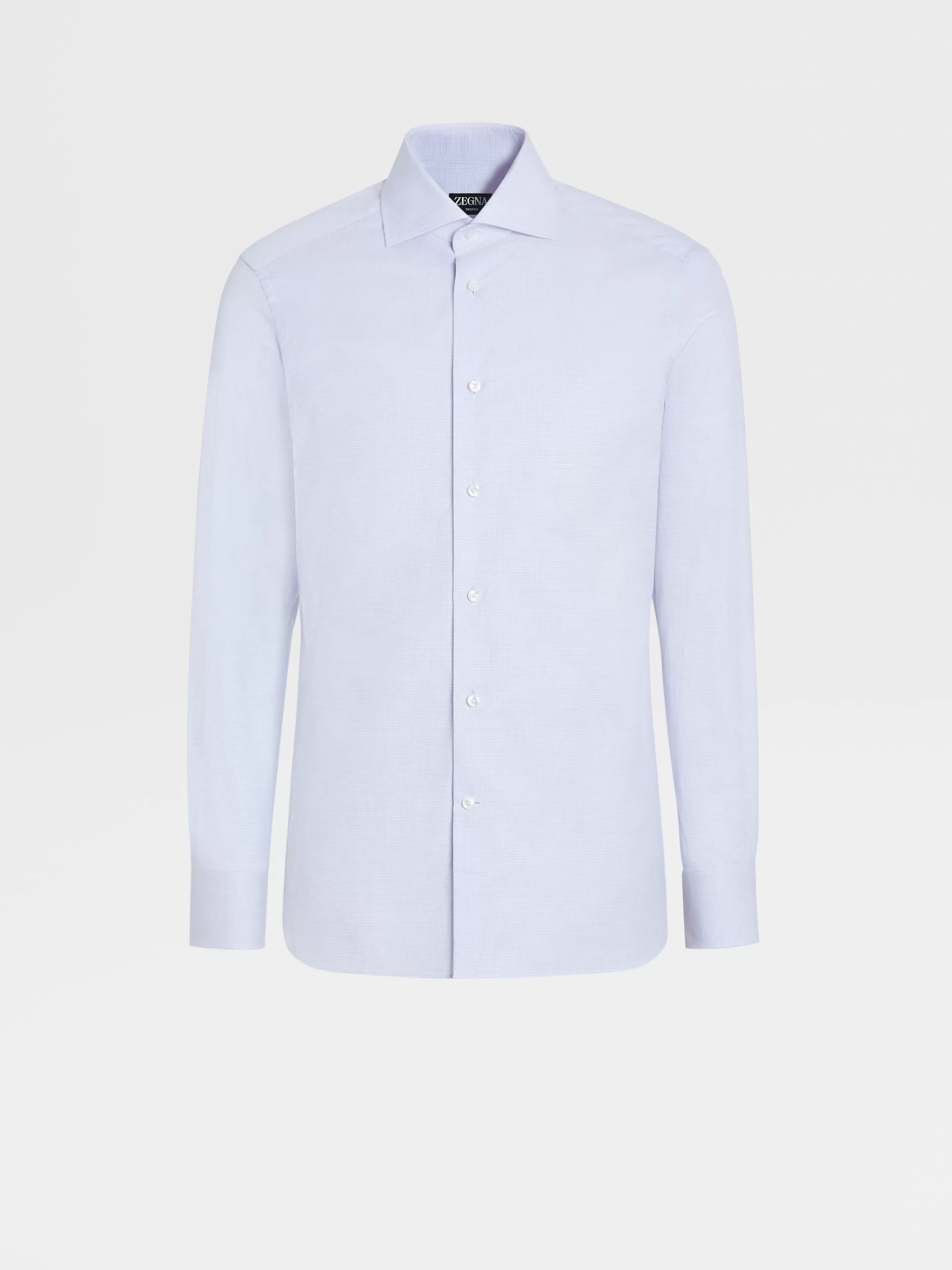 ZEGNA Camisas Para Homem^Camisa De Alfaiataria De Manga Comprida Azul E Branca Em Algodao Trofeo™ Azul/Branco