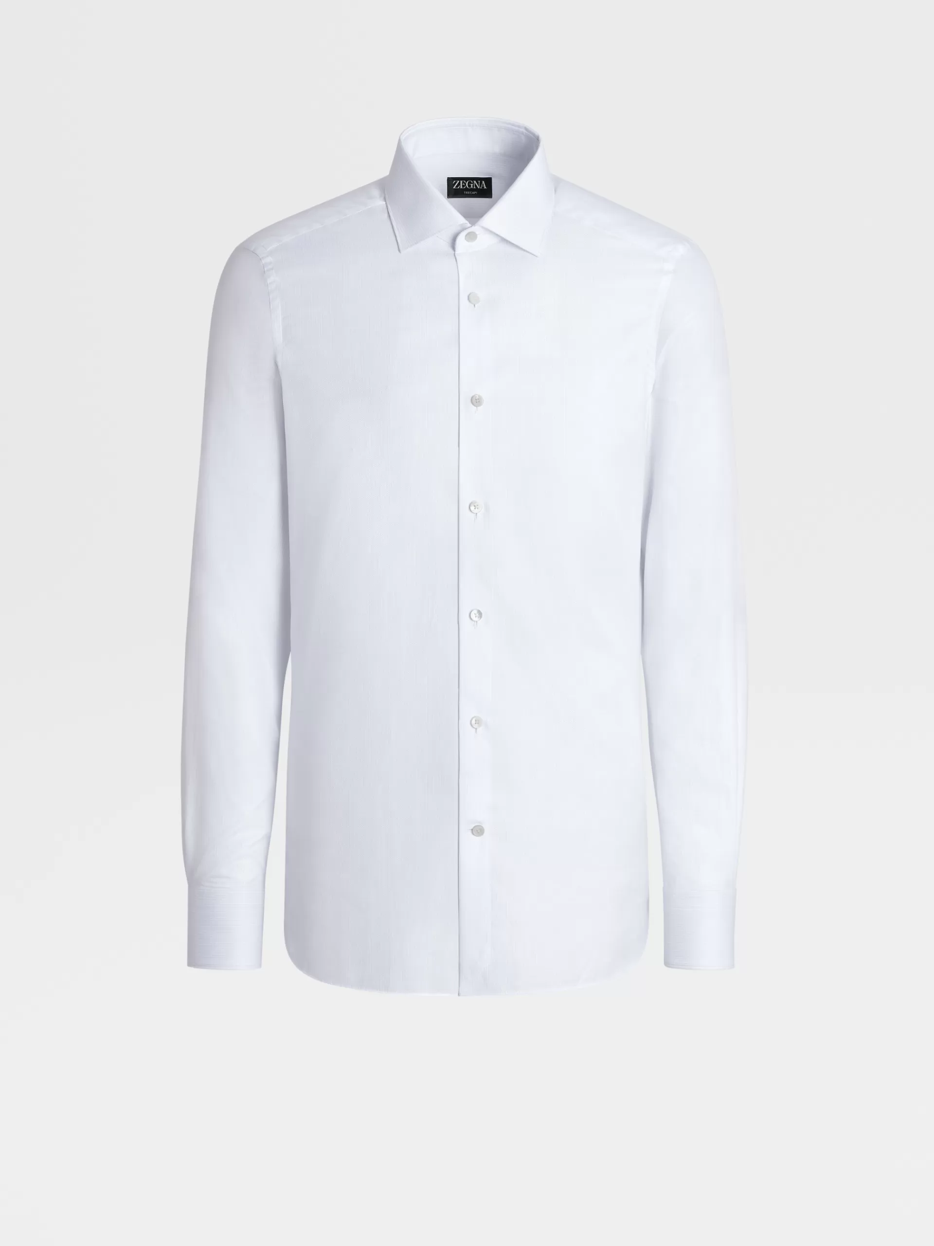 ZEGNA Camisas Para Homem^Camisa De Alfaiataria De Manga Comprida Azul-Clara E Branca Com Microrriscas Em Algodao Trecapi Azul-Claro/Branco