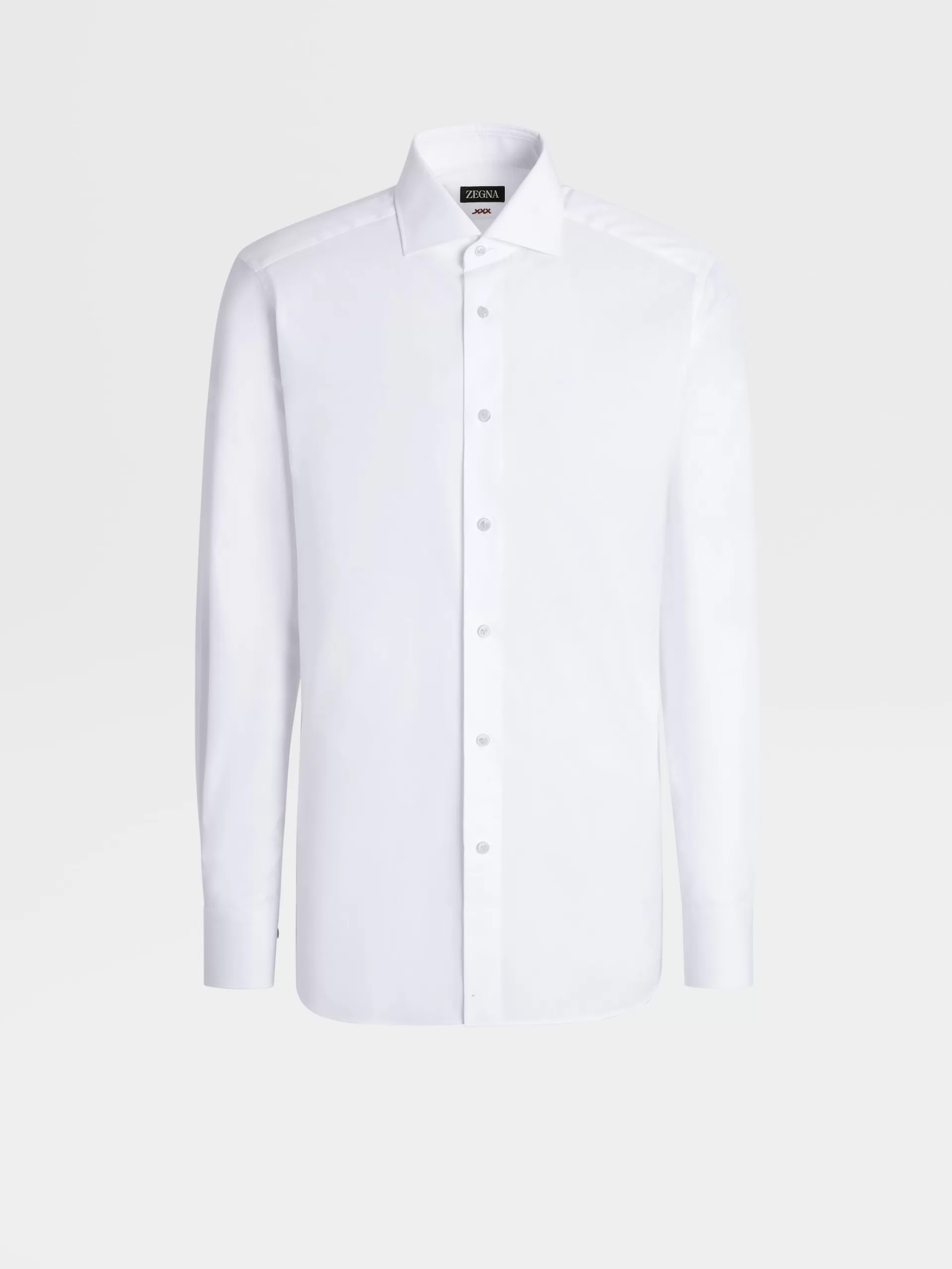 ZEGNA Camisas Para Homem^Camisa De Alfaiataria De Manga Comprida Branca Em Algodao Com Micropadrao De Espinha Branco