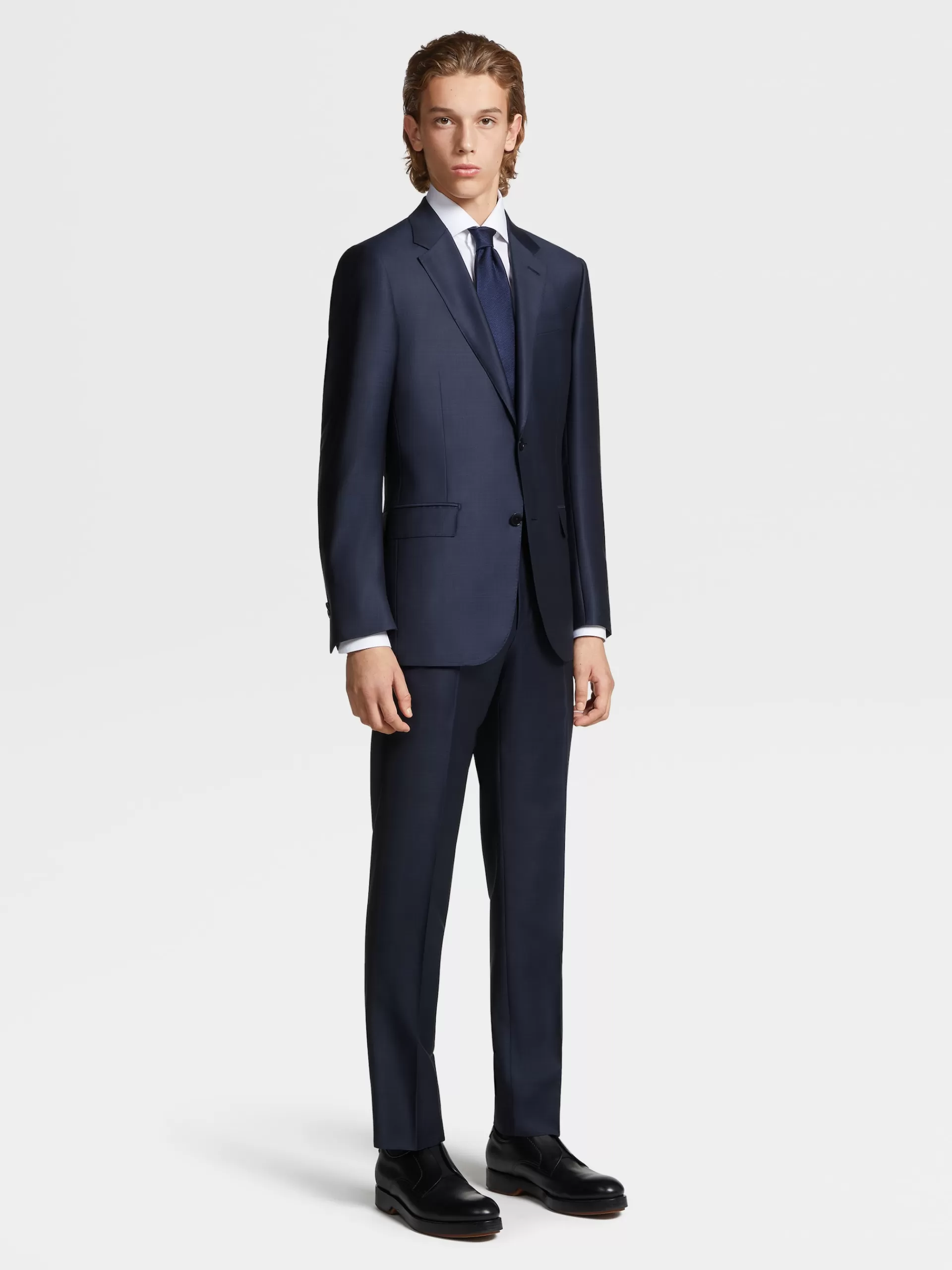 ZEGNA Camisas Para Homem^Camisa De Alfaiataria De Manga Comprida Branca Em Algodao Com Micropadrao De Espinha Branco