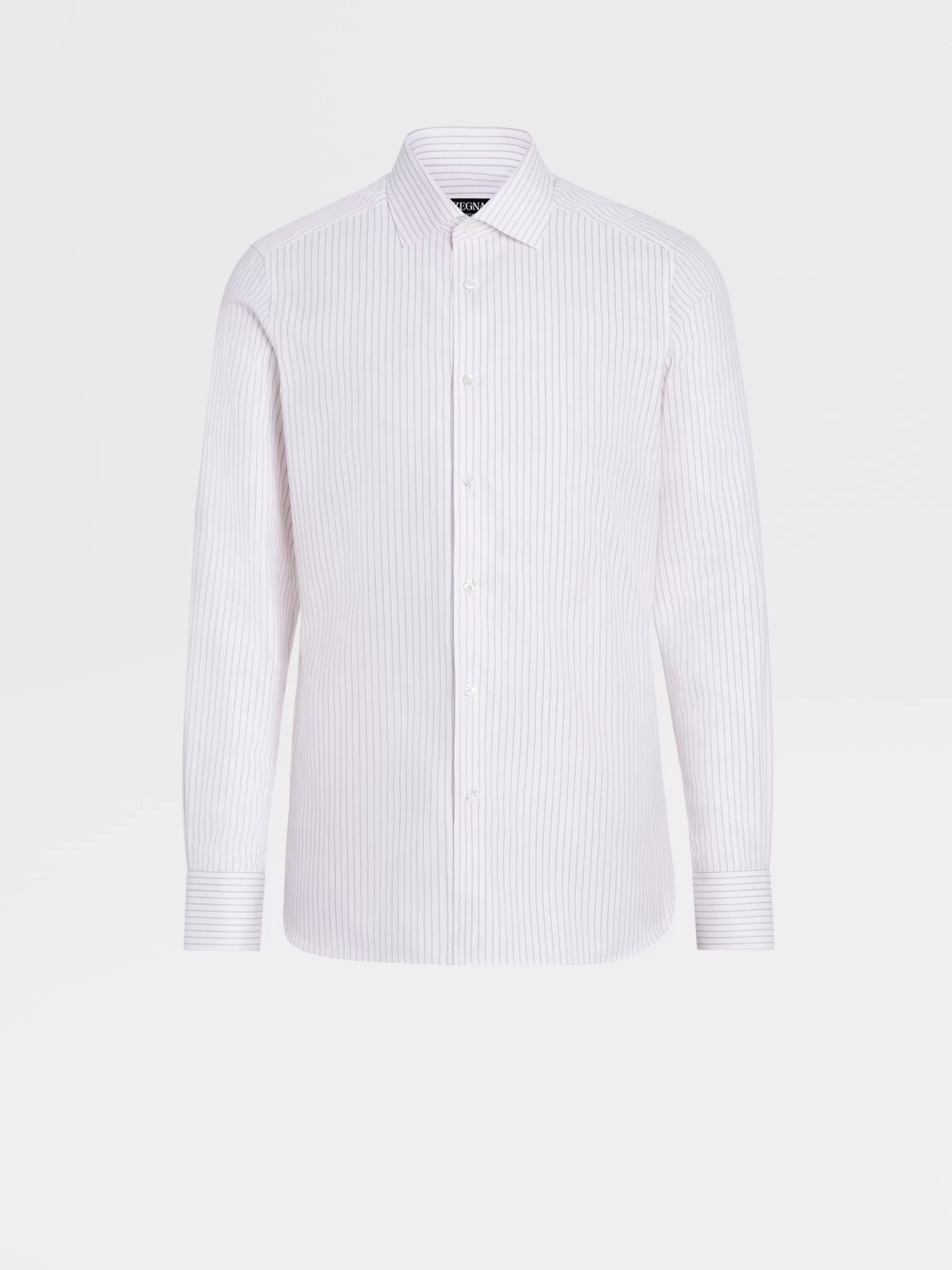 ZEGNA Camisas Para Homem^Camisa De Alfaiataria De Manga Comprida Cor Vicunha E Branca Com Microrriscas Em Algodao Trecapi Vicunha/Branco