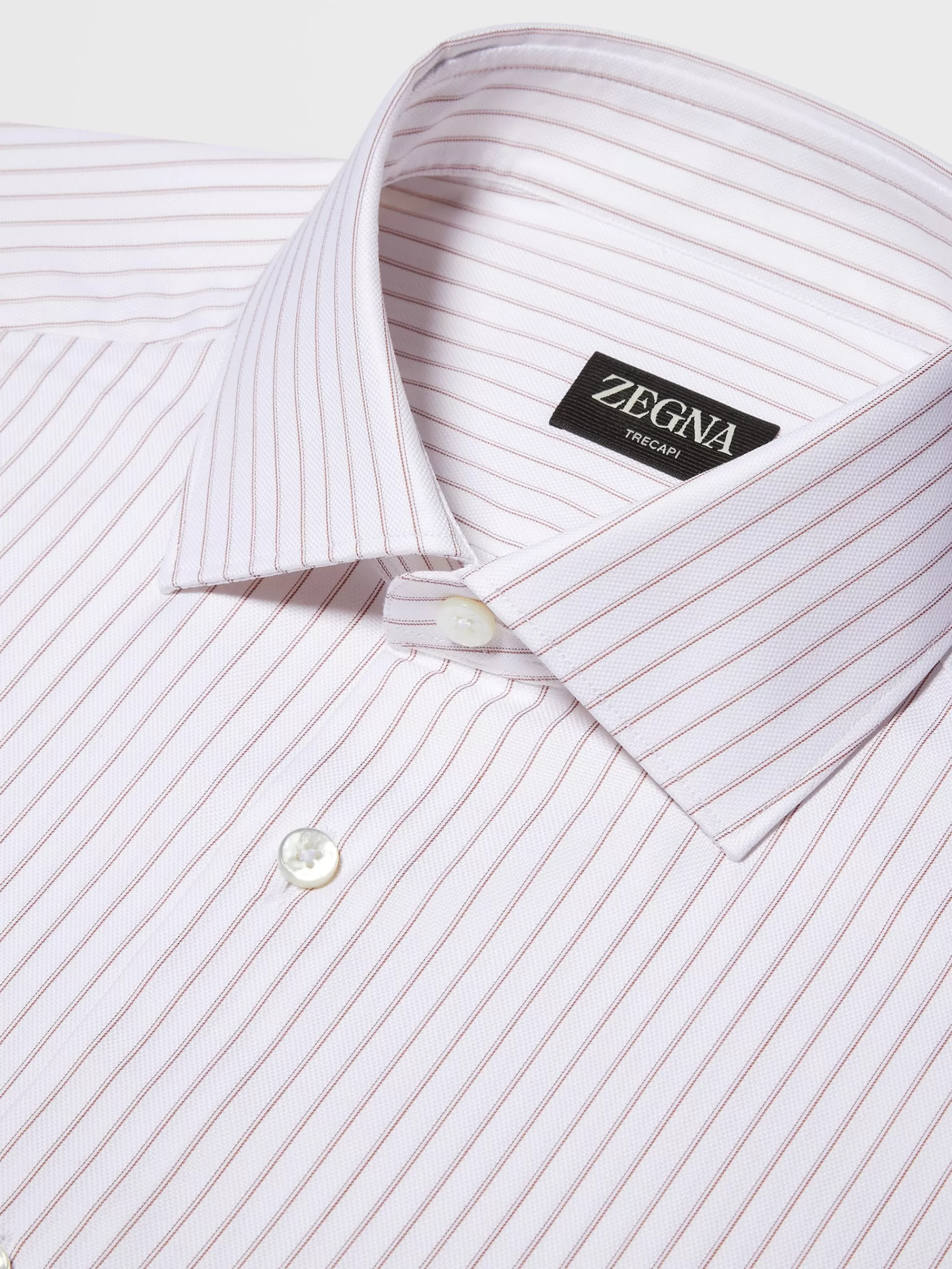 ZEGNA Camisas Para Homem^Camisa De Alfaiataria De Manga Comprida Cor Vicunha E Branca Com Microrriscas Em Algodao Trecapi Vicunha/Branco