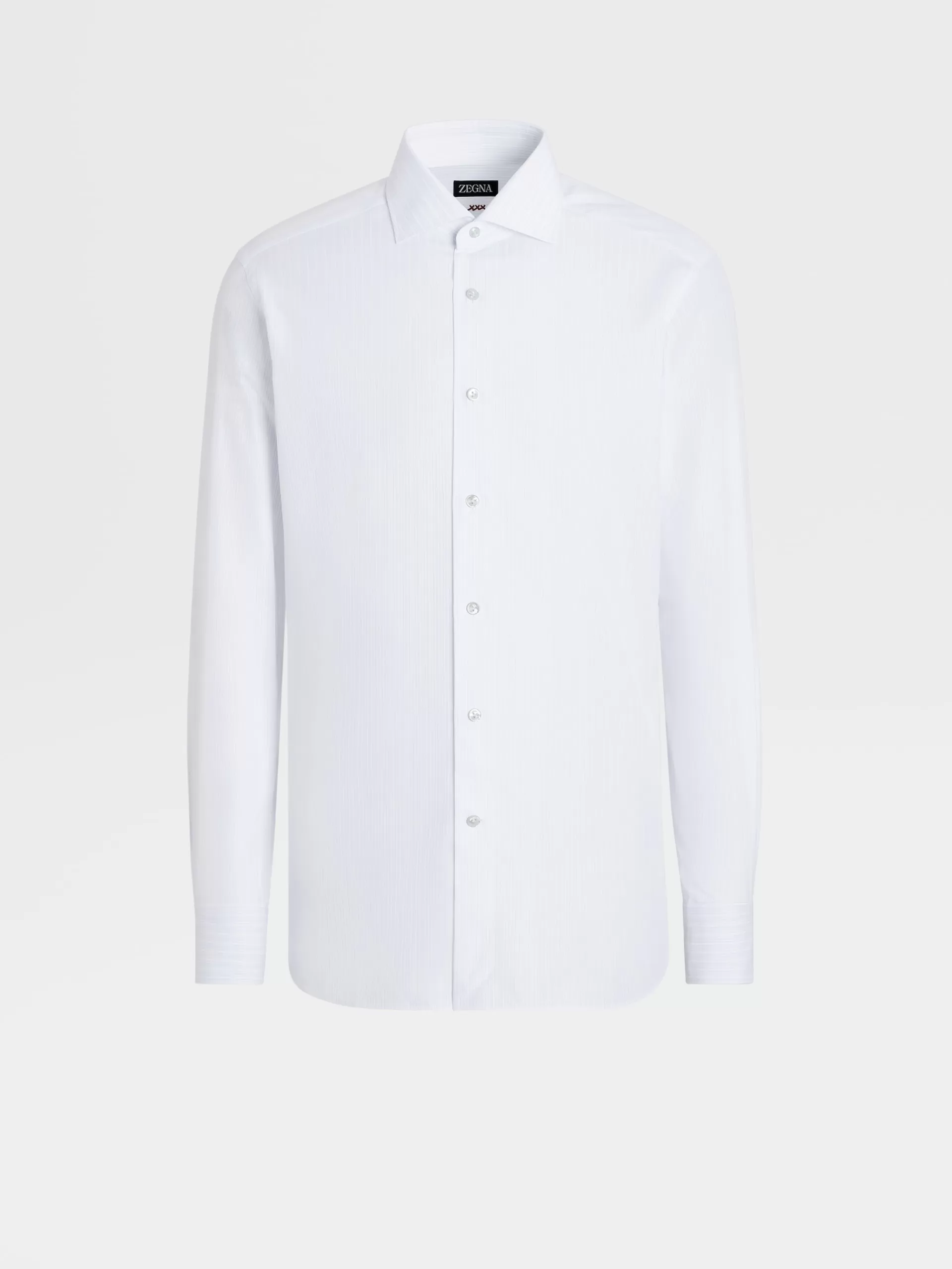 ZEGNA Camisas Para Homem^Camisa De Alfaiataria De Manga Comprida Em Algodao As Riscas Azul-Claras Branco/Azul-Claro