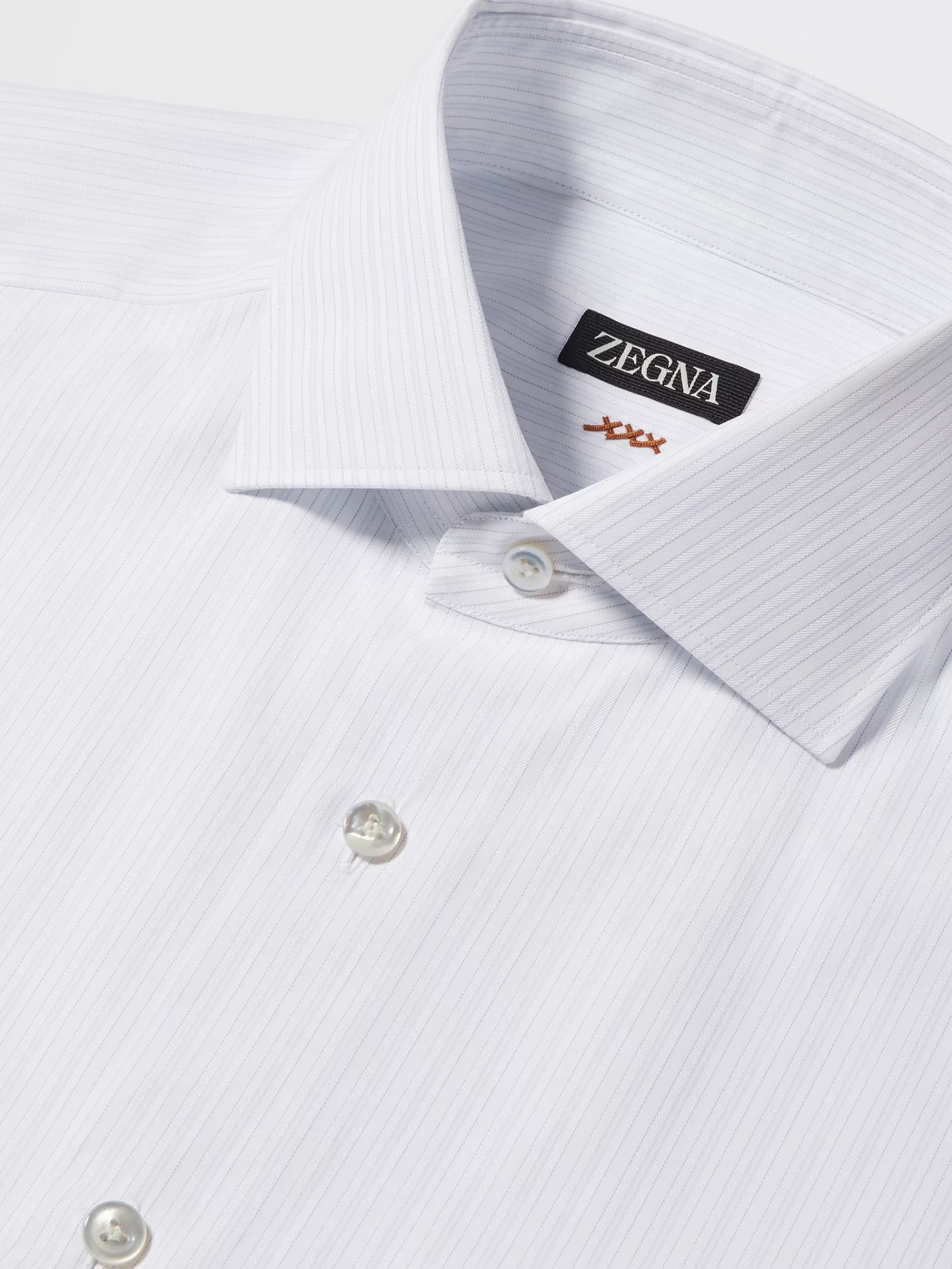 ZEGNA Camisas Para Homem^Camisa De Alfaiataria De Manga Comprida Em Algodao As Riscas Azul-Claras Branco/Azul-Claro