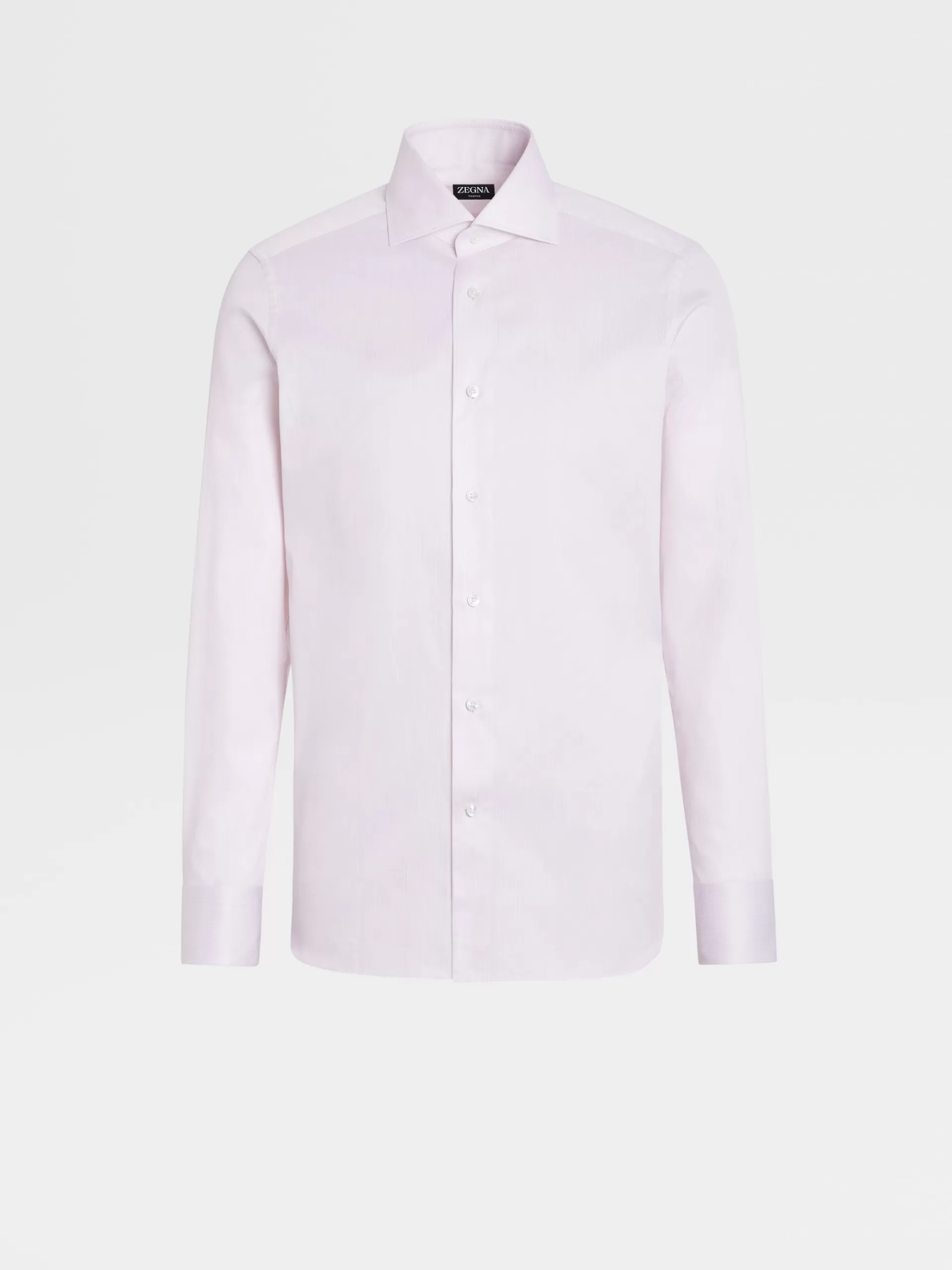 ZEGNA Camisas Para Homem^Camisa De Alfaiataria De Manga Comprida Rosa-Velho E Branca Com Microrriscas Em Algodao Trofeo™ Rosa-Velho/Branco