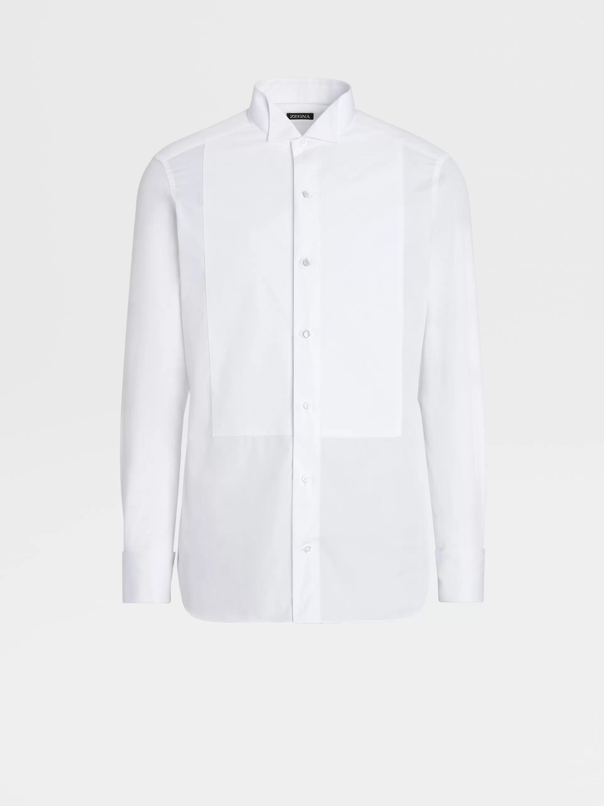 ZEGNA Camisas Para Homem^Camisa De Cerimonia De Manga Comprida Branca Em Pique De Algodao Puro Branco