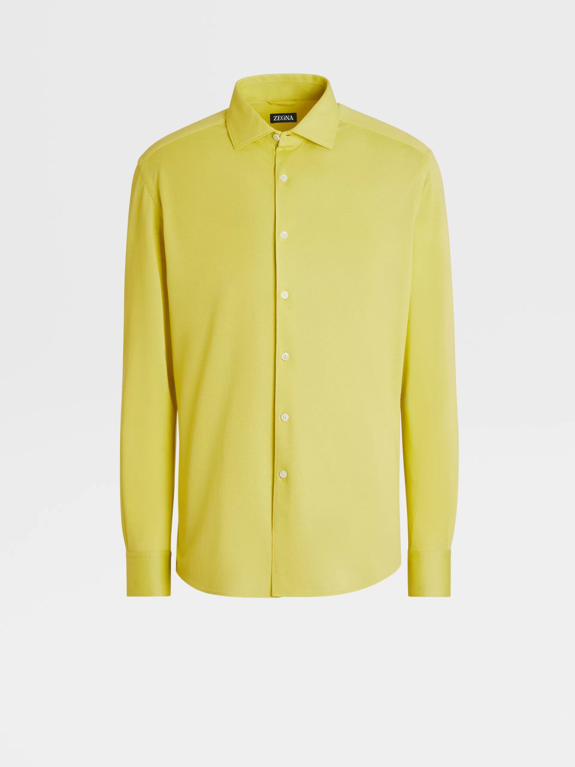 ZEGNA Camisas Para Homem^Camisa De Manga Comprida Em Jersei De Puro Algodao Amarelo