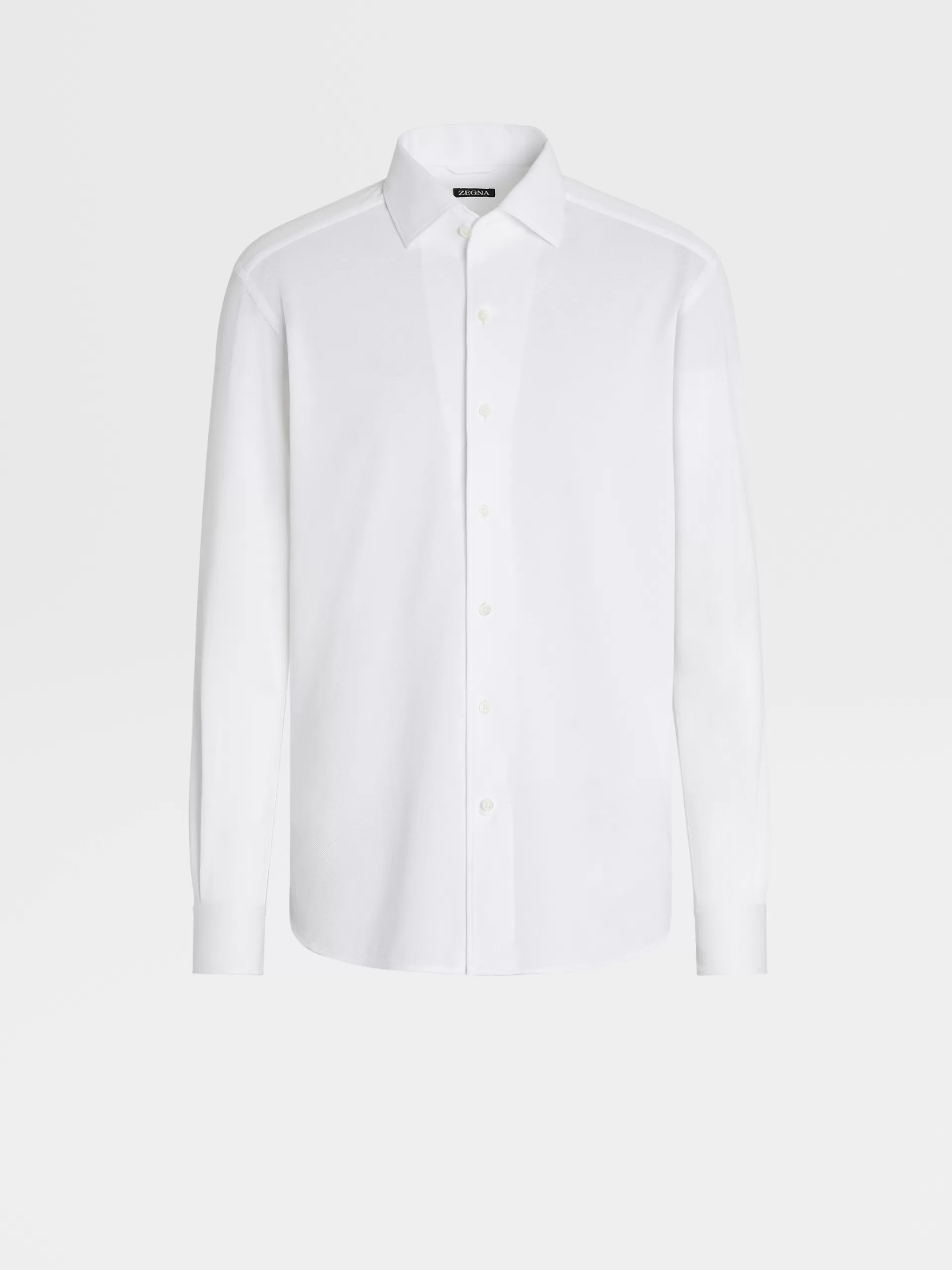 ZEGNA Camisas Para Homem^Camisa De Manga Comprida Em Jersei De Puro Algodao Branco