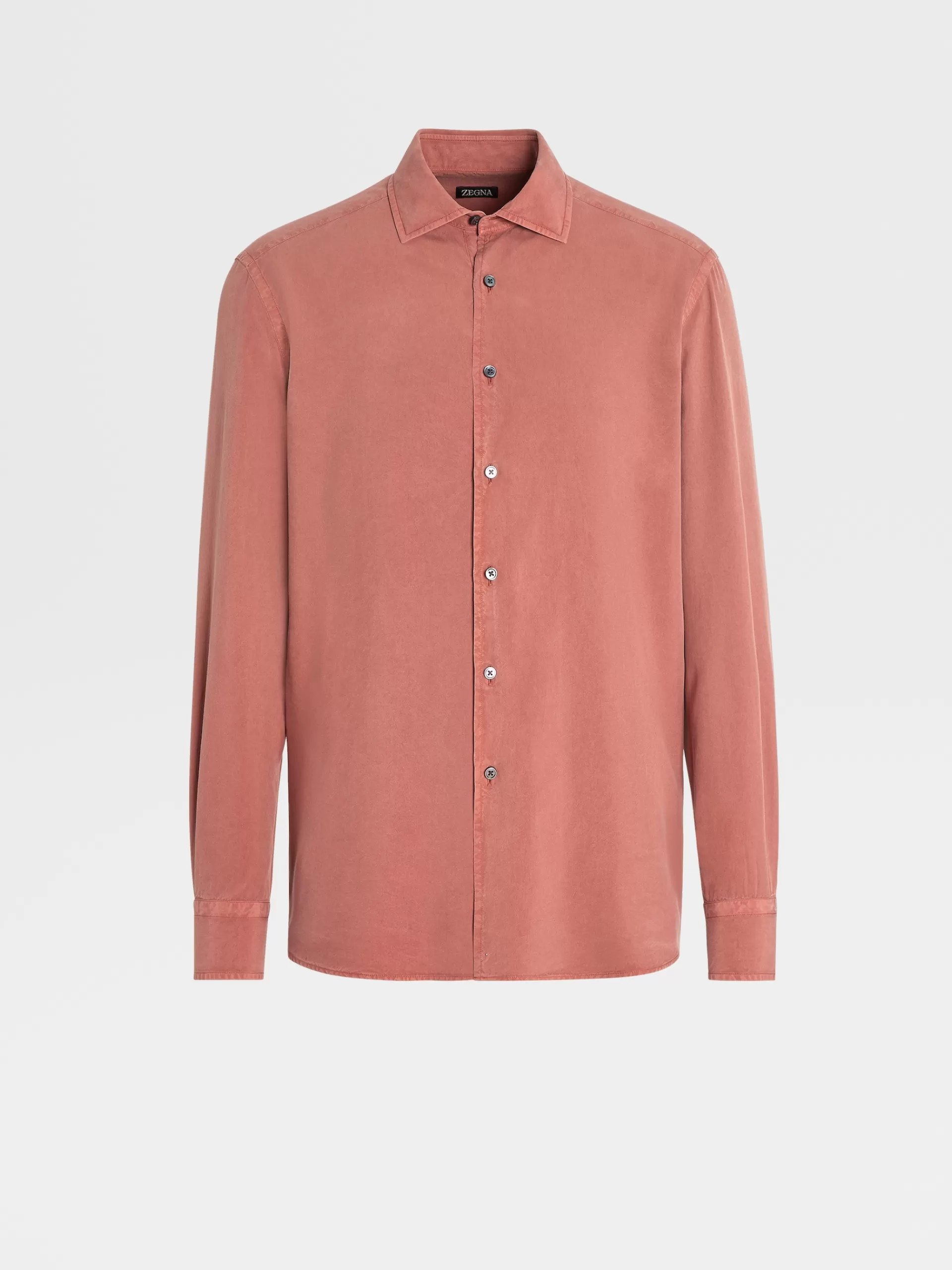 ZEGNA Camisas Para Homem^Camisa De Manga Comprida Em Pura Seda Com Tingimento Em Peca Bordo-Claro