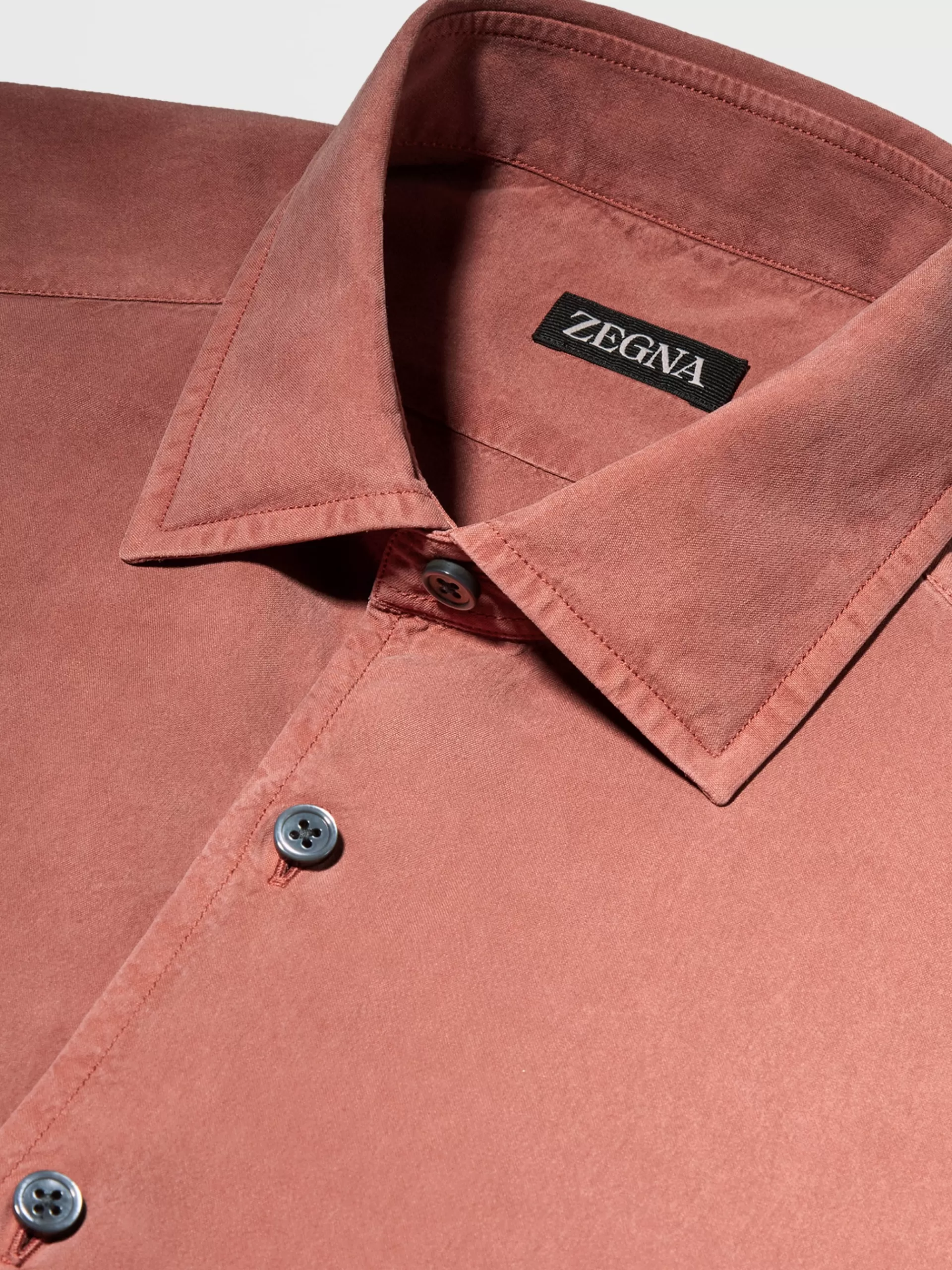 ZEGNA Camisas Para Homem^Camisa De Manga Comprida Em Pura Seda Com Tingimento Em Peca Bordo-Claro