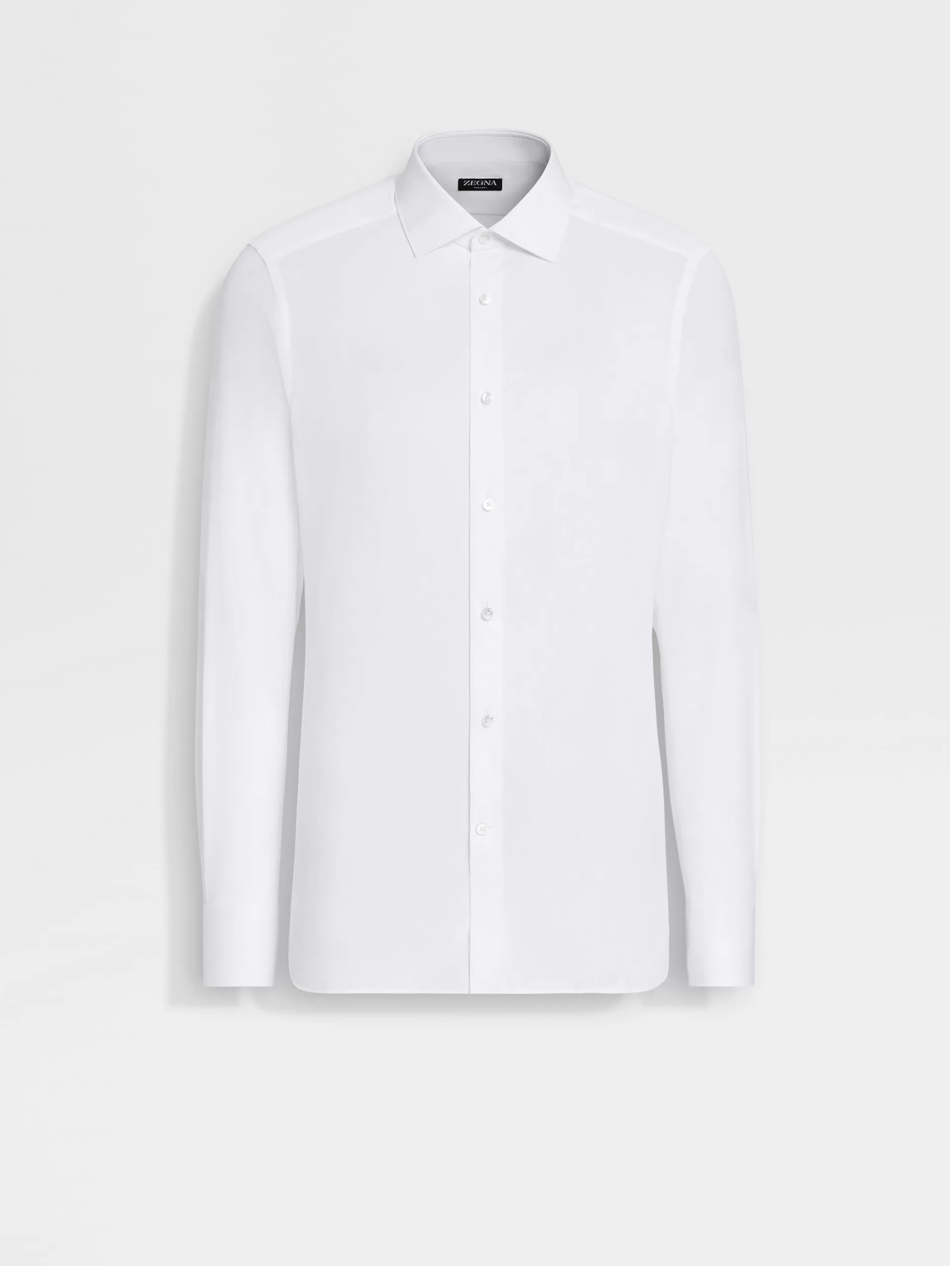ZEGNA Camisas Para Homem^Camisa De Manga Comprida Tailoring De Algodao Trecapi De Microrriscas Branco
