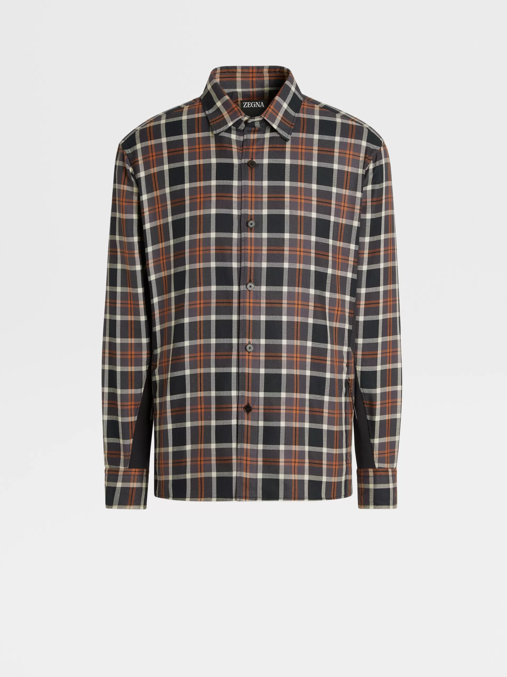 ZEGNA Sobrecamisas E Casacos Chore^Camisa De Manga Comprida Vicunha, Preta E Cinza-Escura Em Algodao Com Macropadrao De Xadrez Vicunha/Preto/Cinzento-Escuro