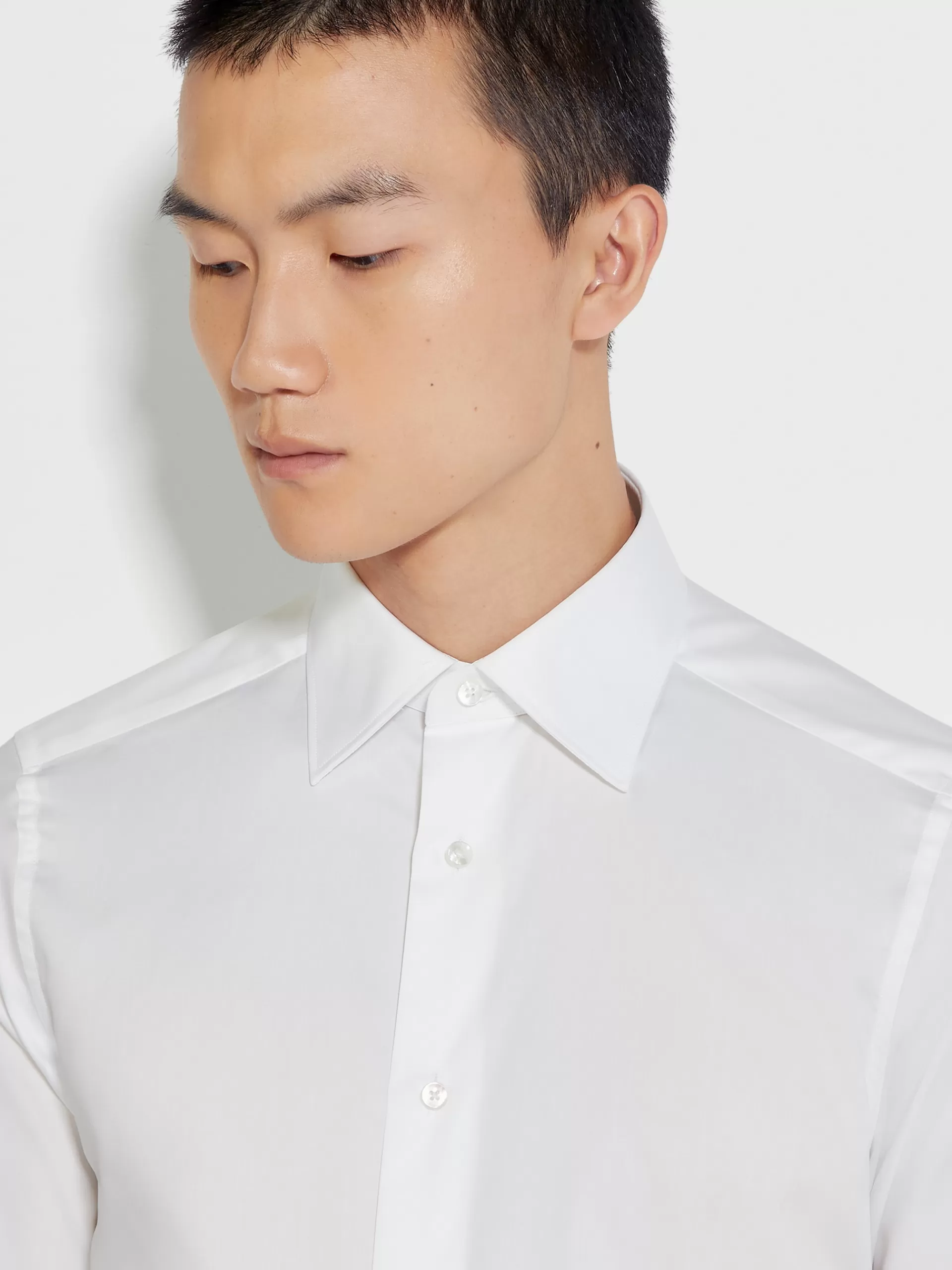 ZEGNA Camisas Para Homem^Camisa Tailoring De Manga Comprida De Algodao 100Fili Branca Branco