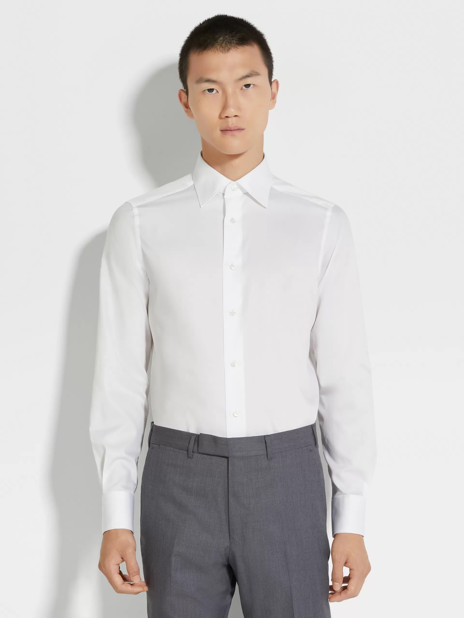 ZEGNA Camisas Para Homem^Camisa Tailoring De Manga Comprida De Algodao 100Fili Branca Branco