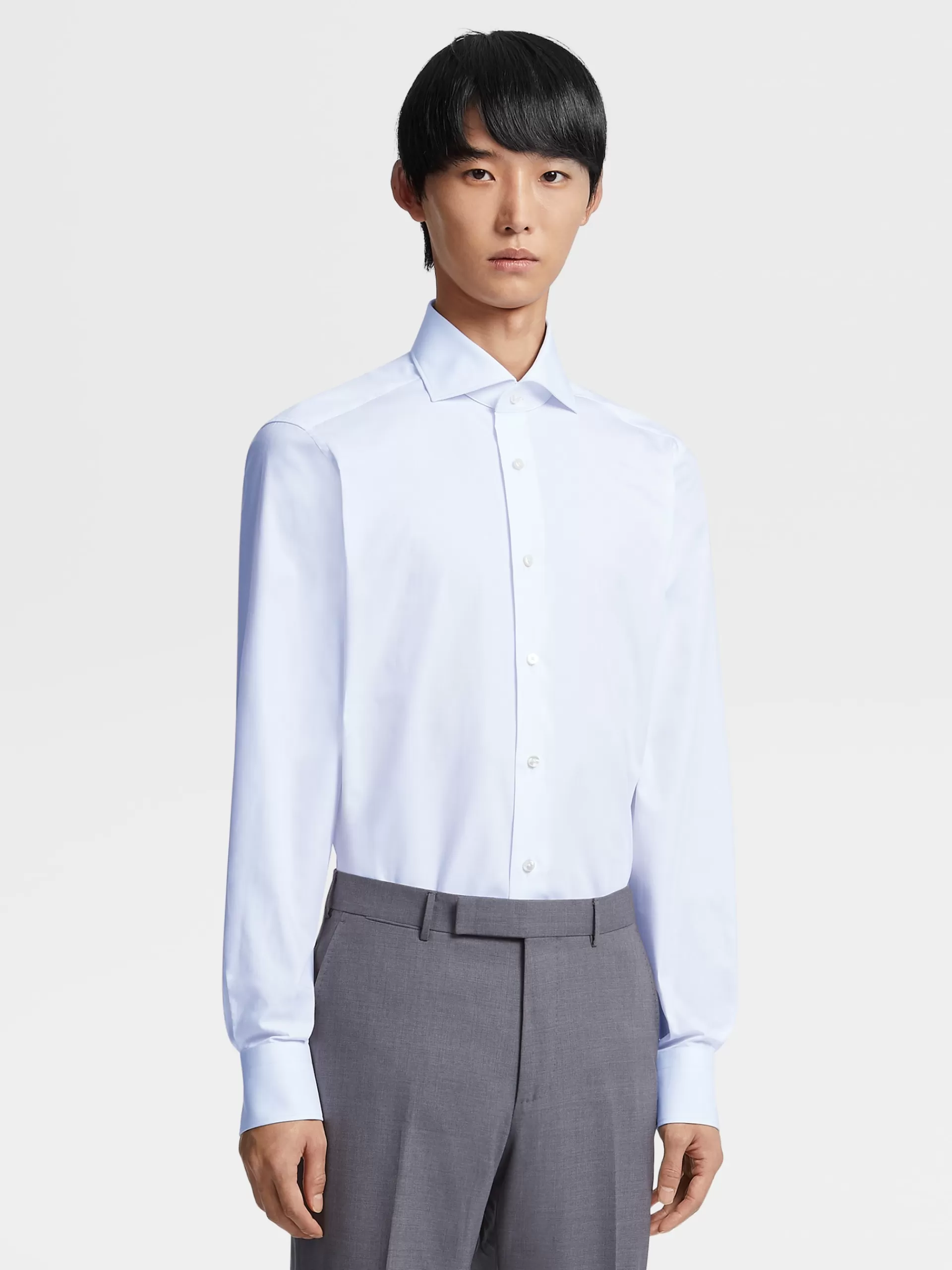 ZEGNA Camisas Para Homem^Camisa Tailoring De Manga Comprida De Algodao Trofeo™ Branca Branco