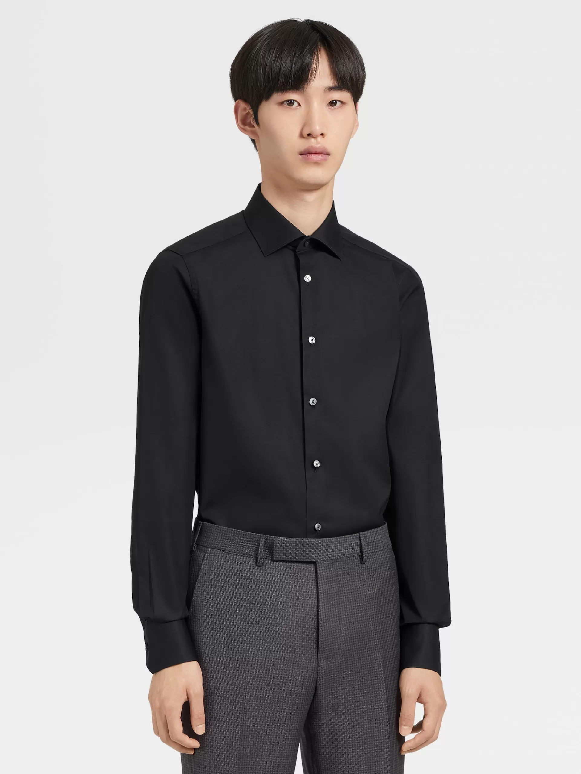 ZEGNA Camisas Para Homem^Camisa Tailoring De Manga Comprida De Algodao Trofeo™ Comfort Preto
