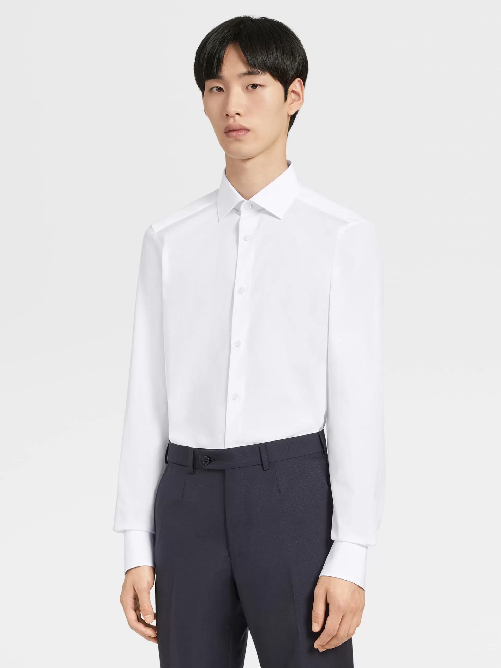 ZEGNA Camisas Para Homem^Camisa Tailoring De Manga Comprida De Algodao Trofeo™ Comfort Branco