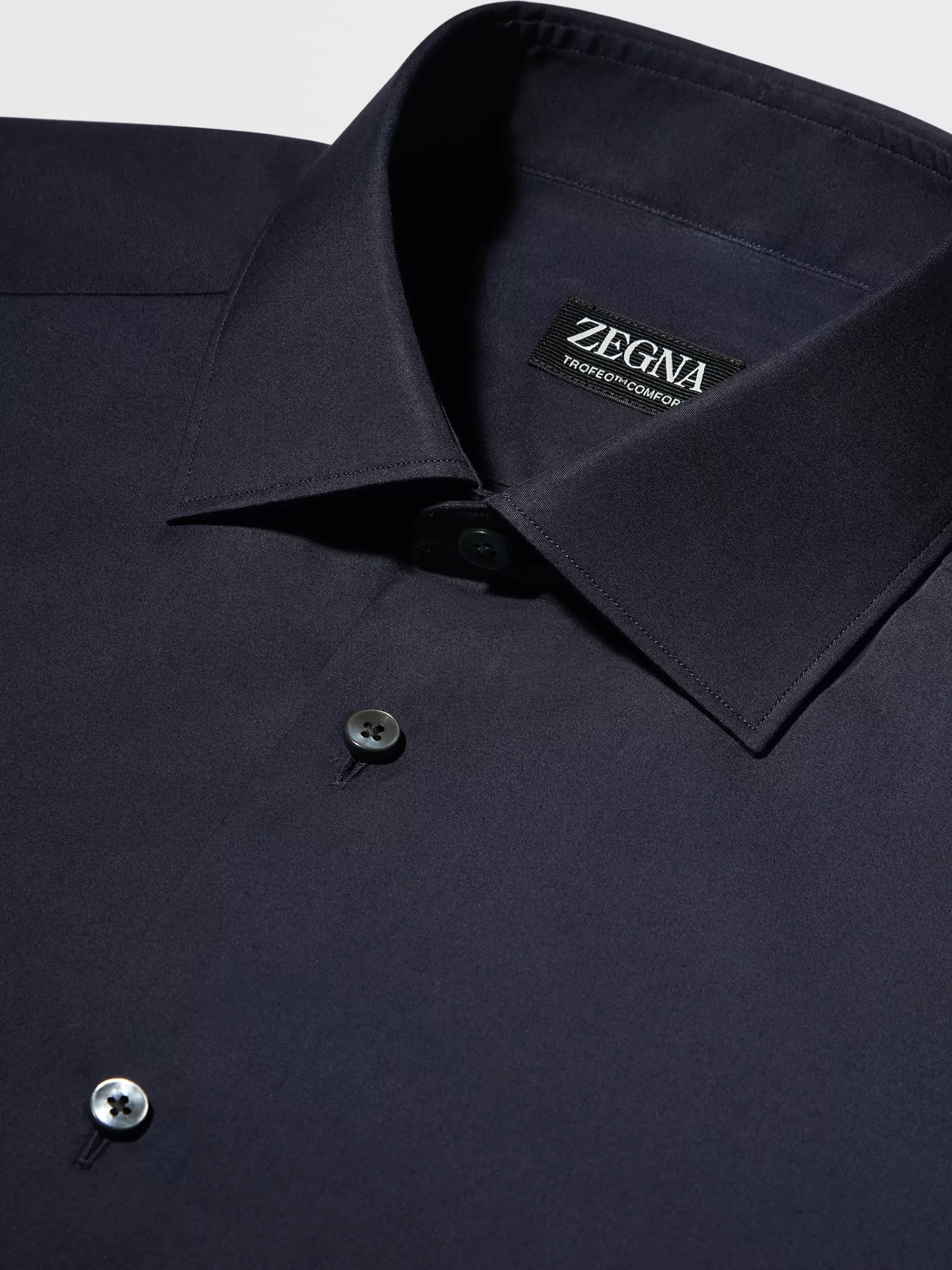 ZEGNA Camisas Para Homem^Camisa Tailoring De Manga Comprida De Algodao Trofeo™ Comfort Azul-Marinho