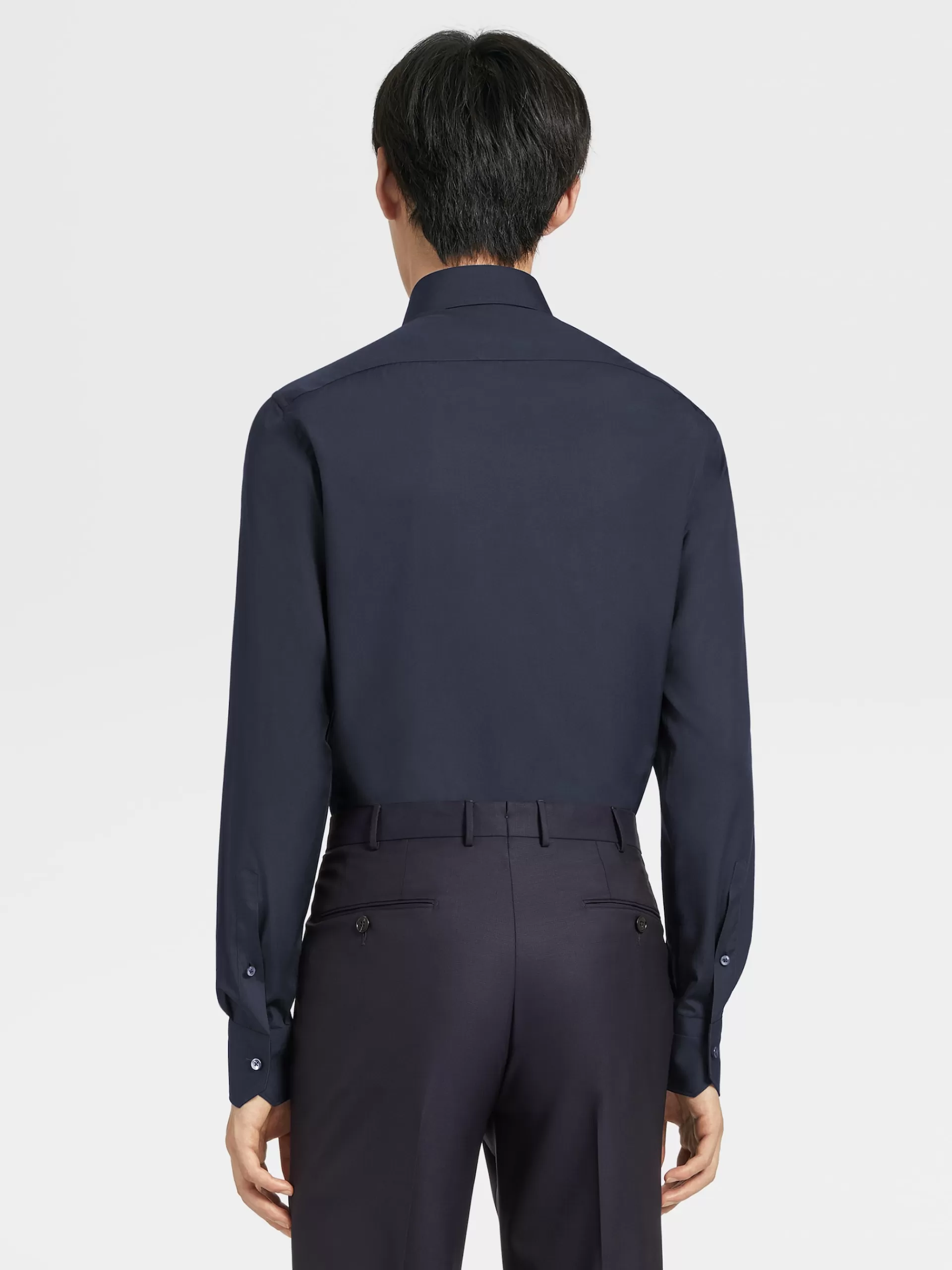 ZEGNA Camisas Para Homem^Camisa Tailoring De Manga Comprida De Algodao Trofeo™ Comfort Azul-Marinho