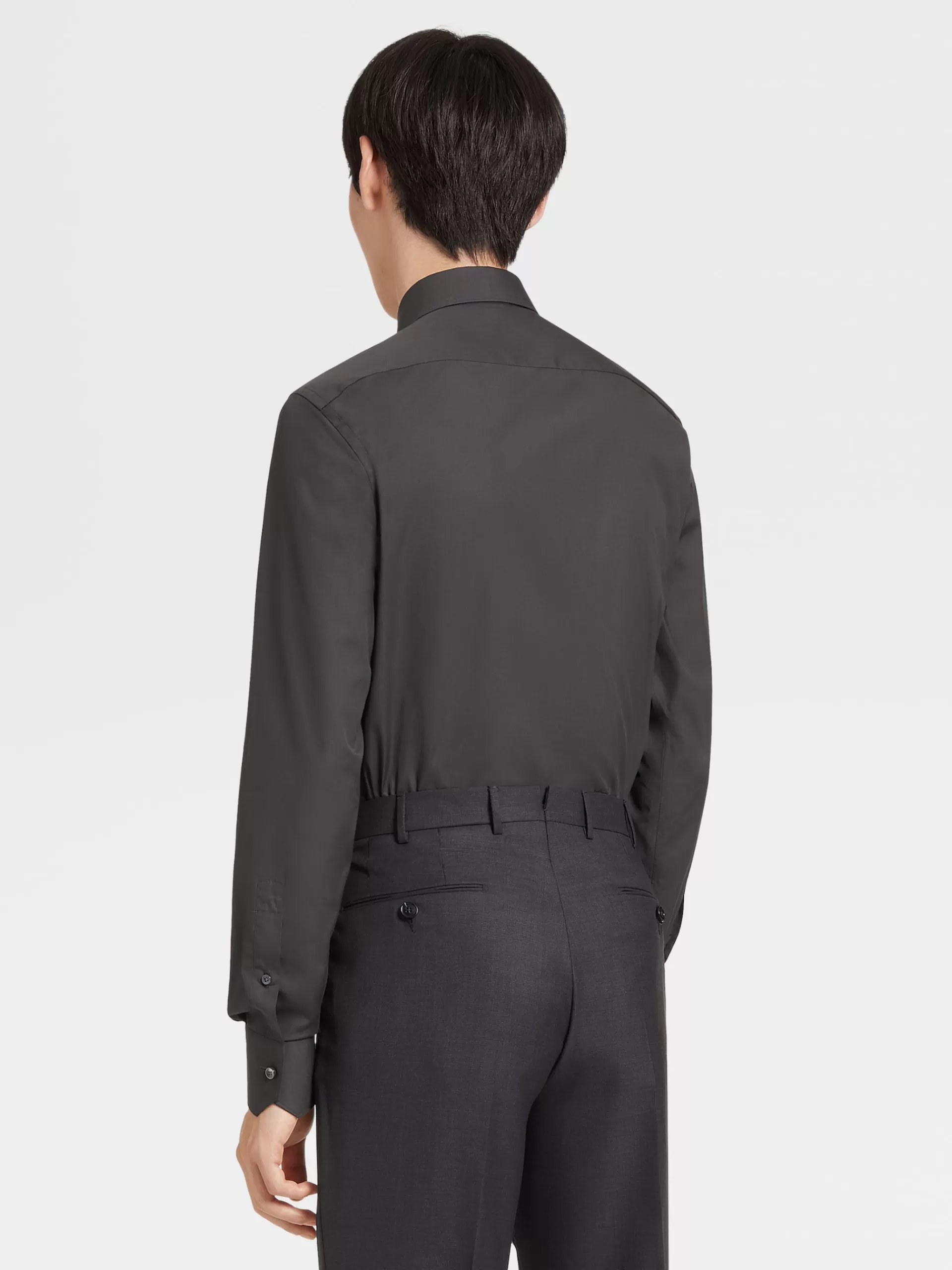 ZEGNA Camisas Para Homem^Camisa Tailoring De Manga Comprida De Algodao Trofeo™ Comfort Cinza-Escuro Cinzento-Escuro