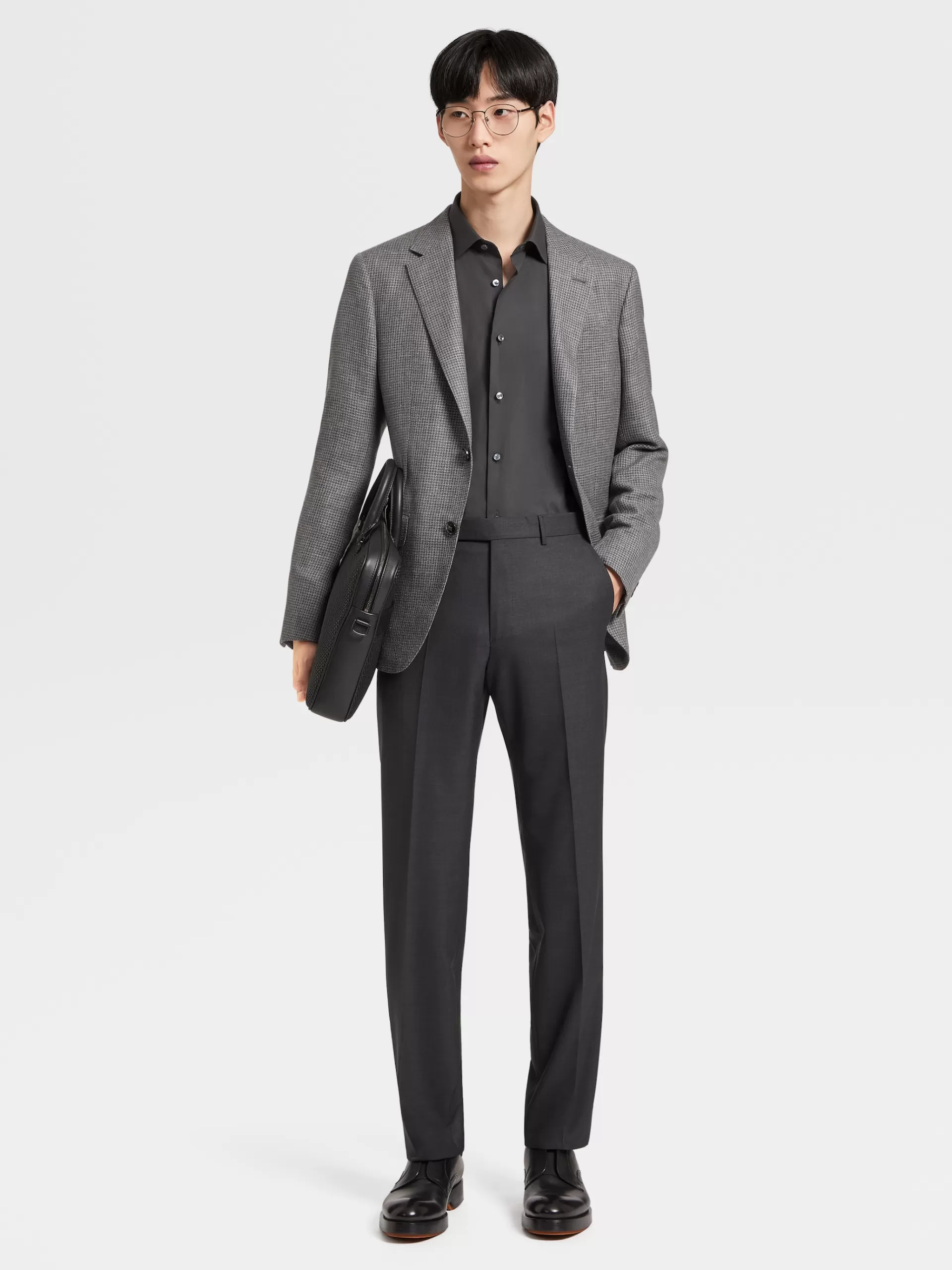 ZEGNA Camisas Para Homem^Camisa Tailoring De Manga Comprida De Algodao Trofeo™ Comfort Cinza-Escuro Cinzento-Escuro