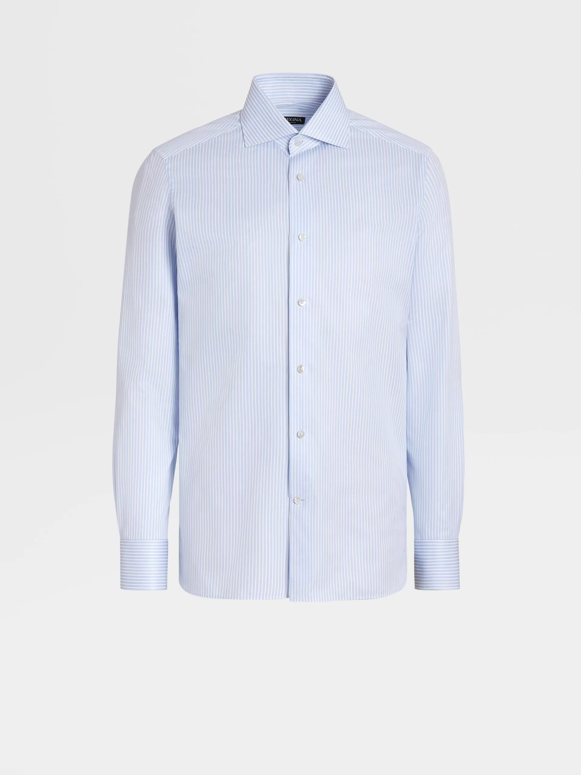 ZEGNA Camisas Para Homem^Camisa Tailoring De Manga Comprida Trofeo™ As Riscas Azul-Clara Azul-Claro