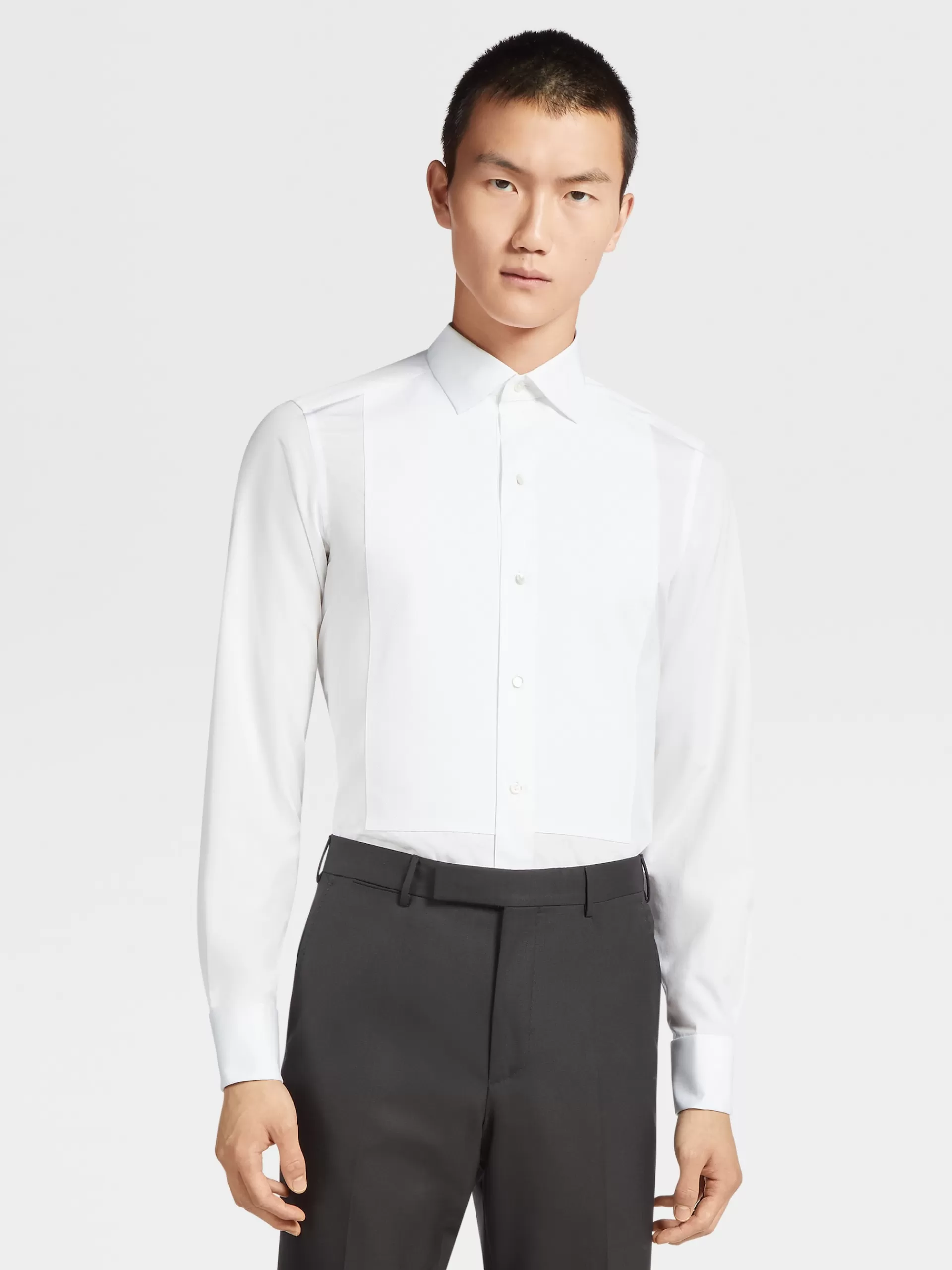 ZEGNA Camisas Para Homem^Camisa Tailoring Evening De Manga Comprida De Puro Algodao Branco