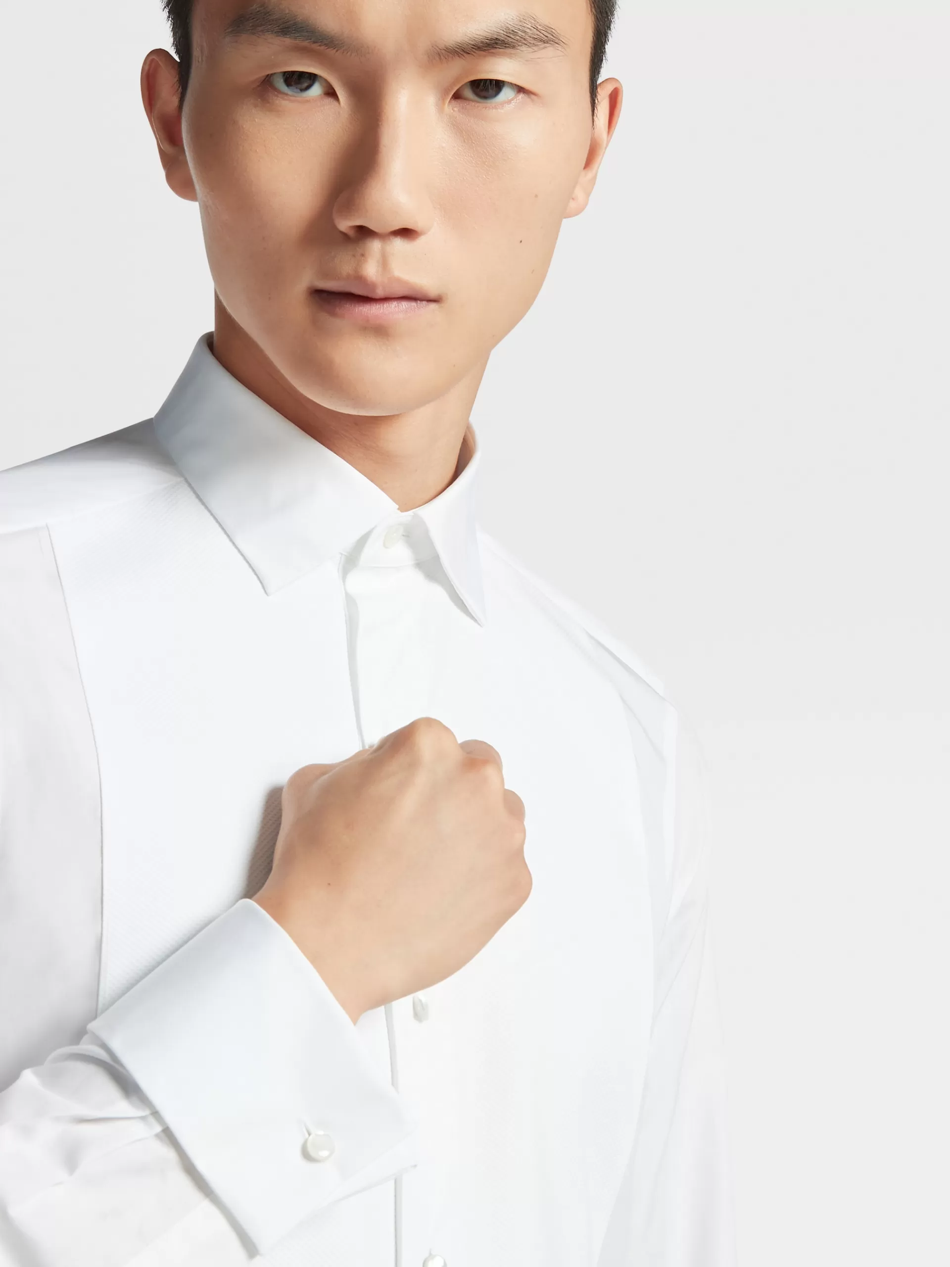 ZEGNA Camisas Para Homem^Camisa Tailoring Evening De Manga Comprida De Puro Algodao Branco