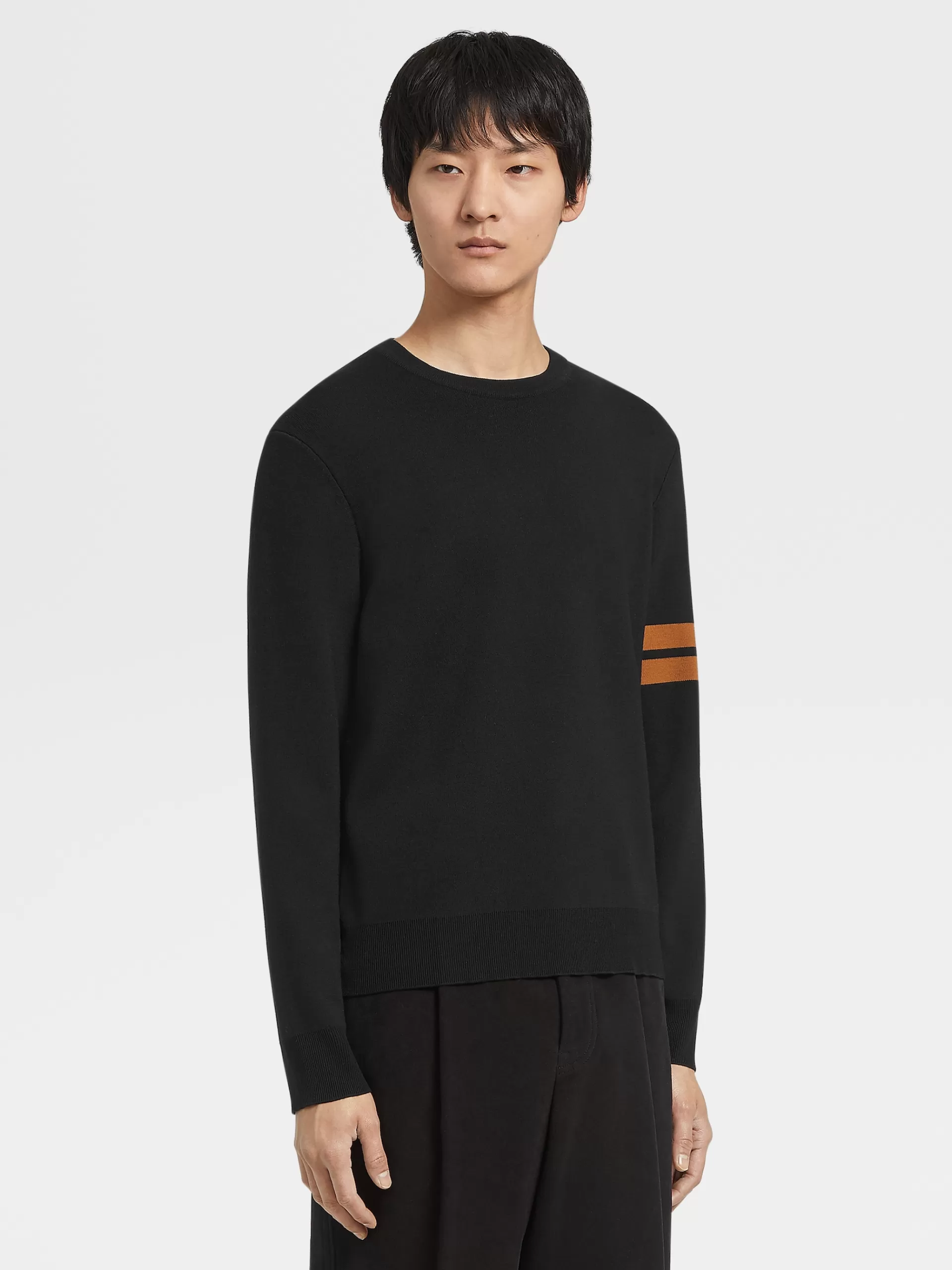 ZEGNA Malhas^Camisola De Gola Redonda Em La High Performance™ Preta Preto