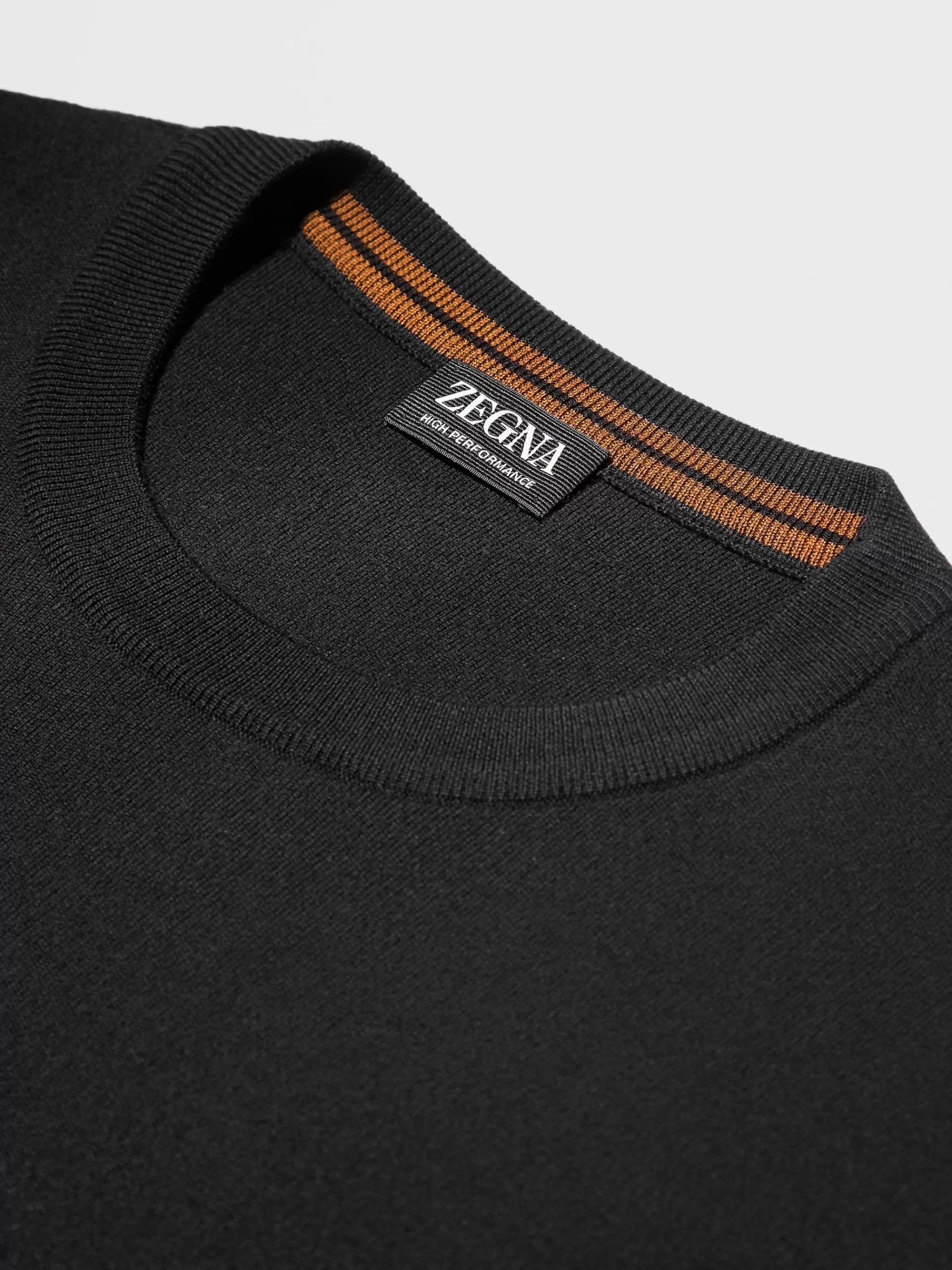 ZEGNA Malhas^Camisola De Gola Redonda Em La High Performance™ Preta Preto