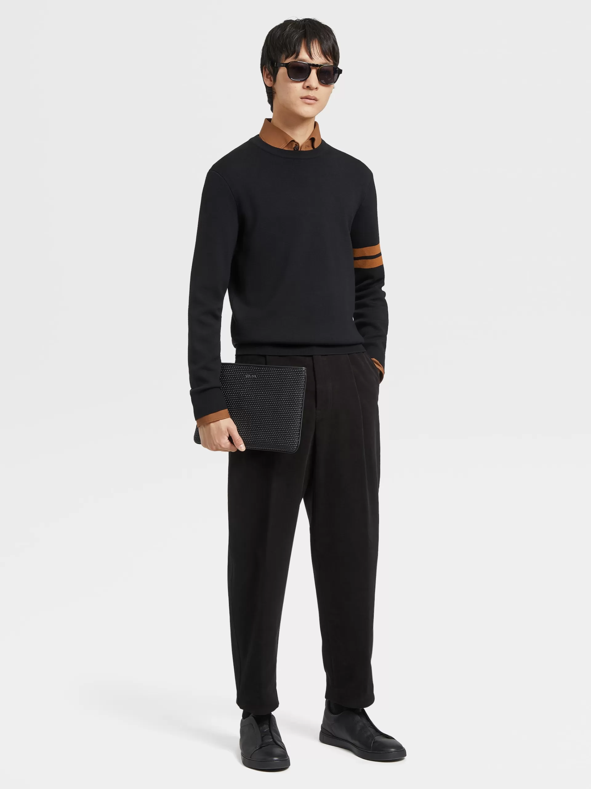 ZEGNA Malhas^Camisola De Gola Redonda Em La High Performance™ Preta Preto