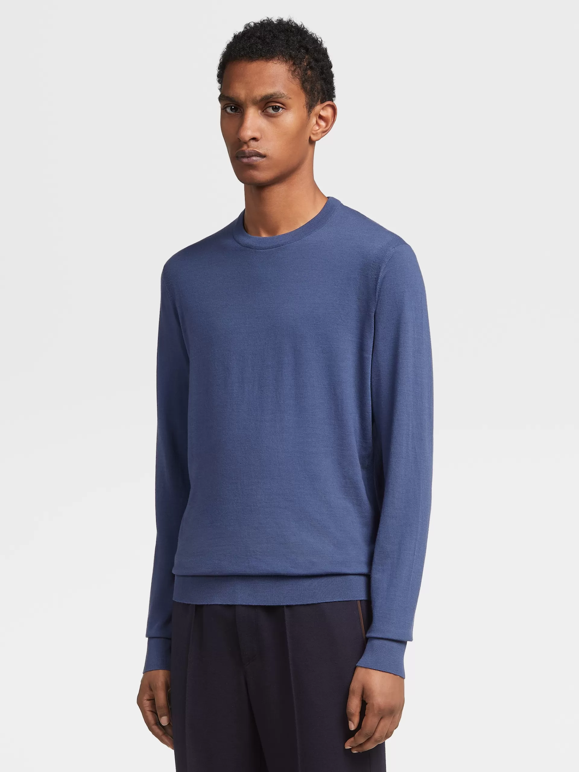 ZEGNA Malhas^Camisola De Gola Redonda Em Malha De La 12Milmil12 Azul-Clara Azul-Claro