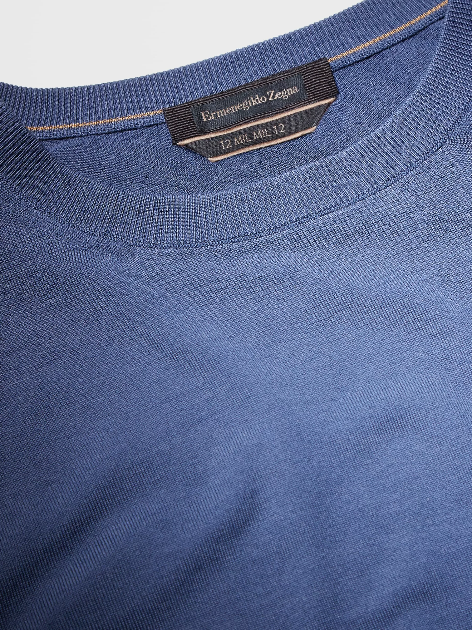 ZEGNA Malhas^Camisola De Gola Redonda Em Malha De La 12Milmil12 Azul-Clara Azul-Claro