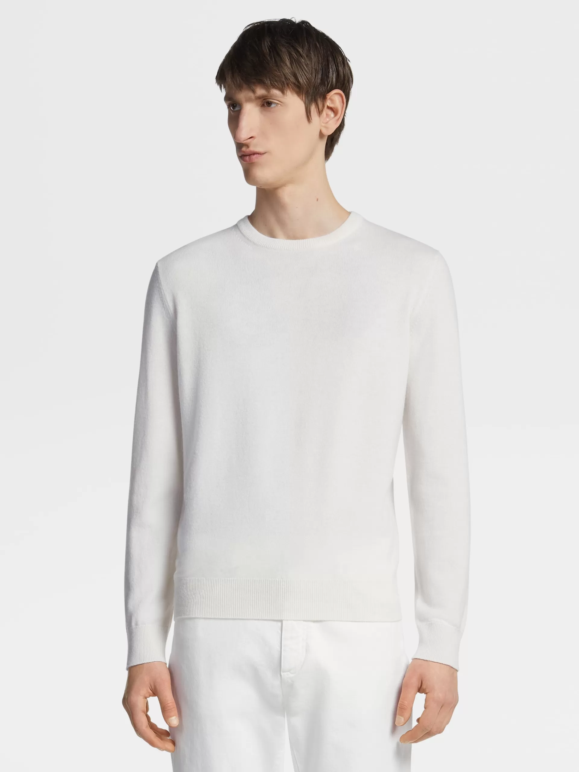 ZEGNA Malhas^Camisola De Gola Redonda Oasi Cashmere Branca Branco