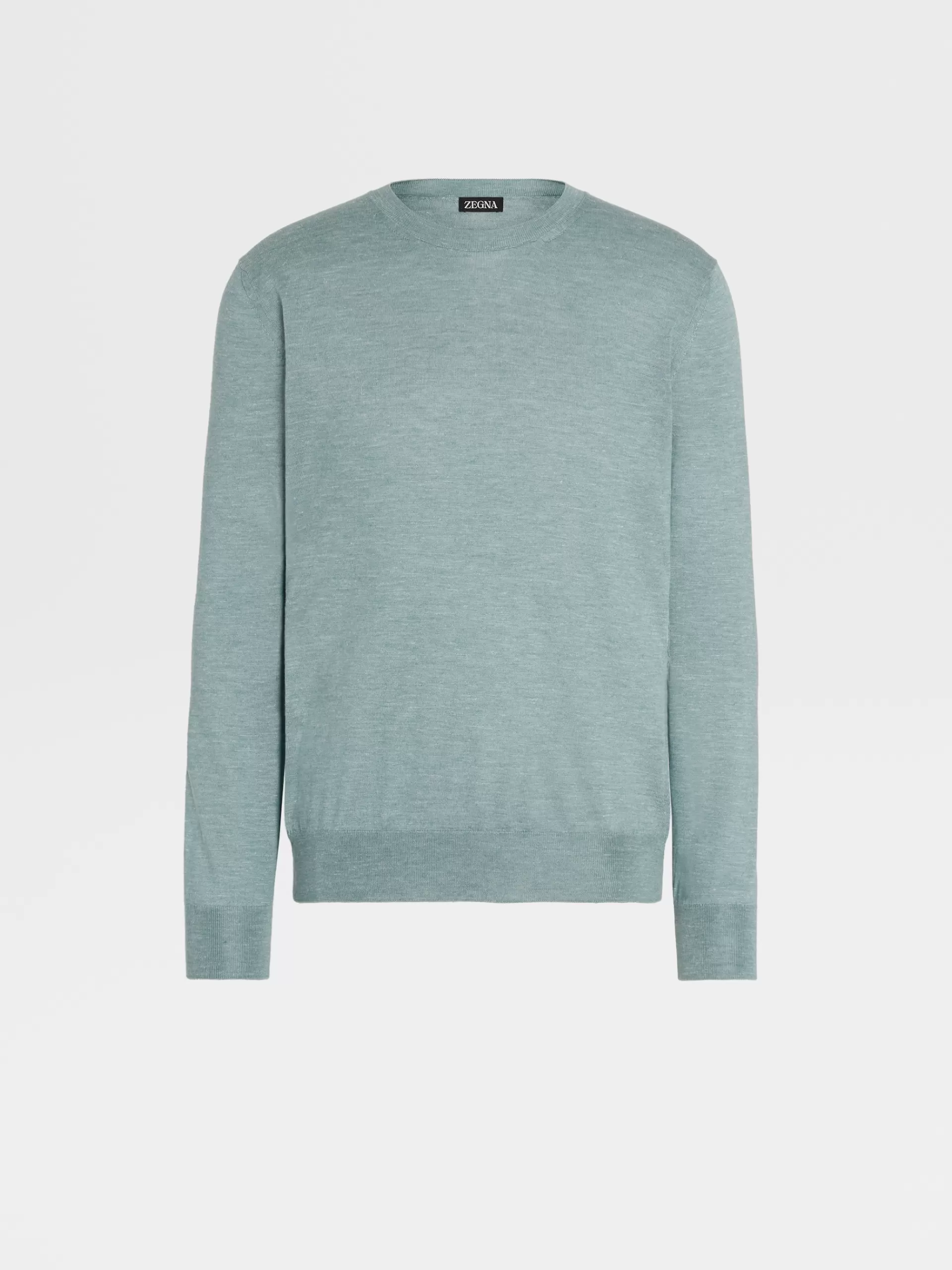 ZEGNA Malhas^Camisola De Malha Com Gola Redonda Em Seda, Caxemira E Linho Verde-Agua