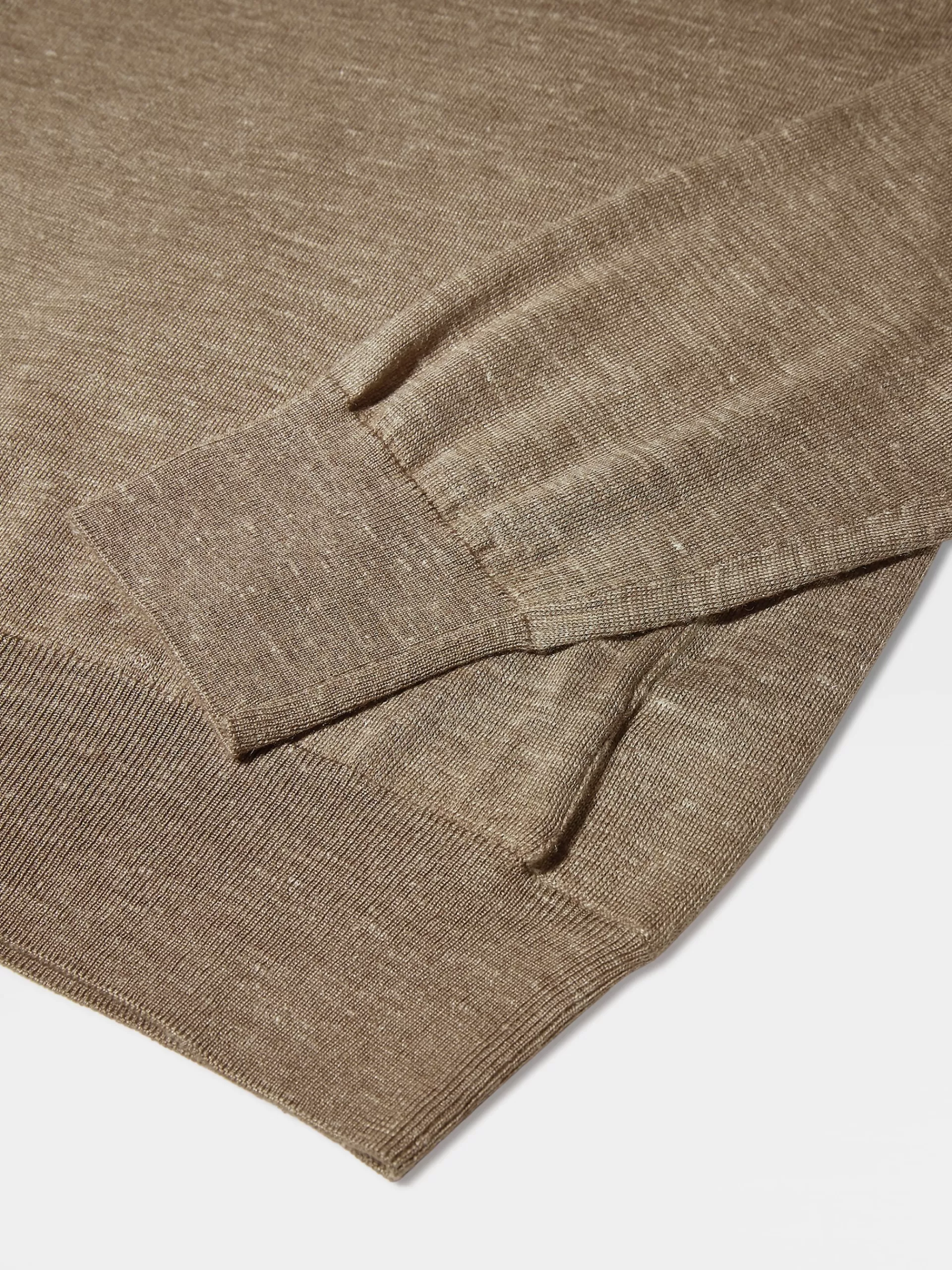 ZEGNA Malhas^Camisola De Malha Com Gola Redonda Em Seda, Caxemira E Linho Camel