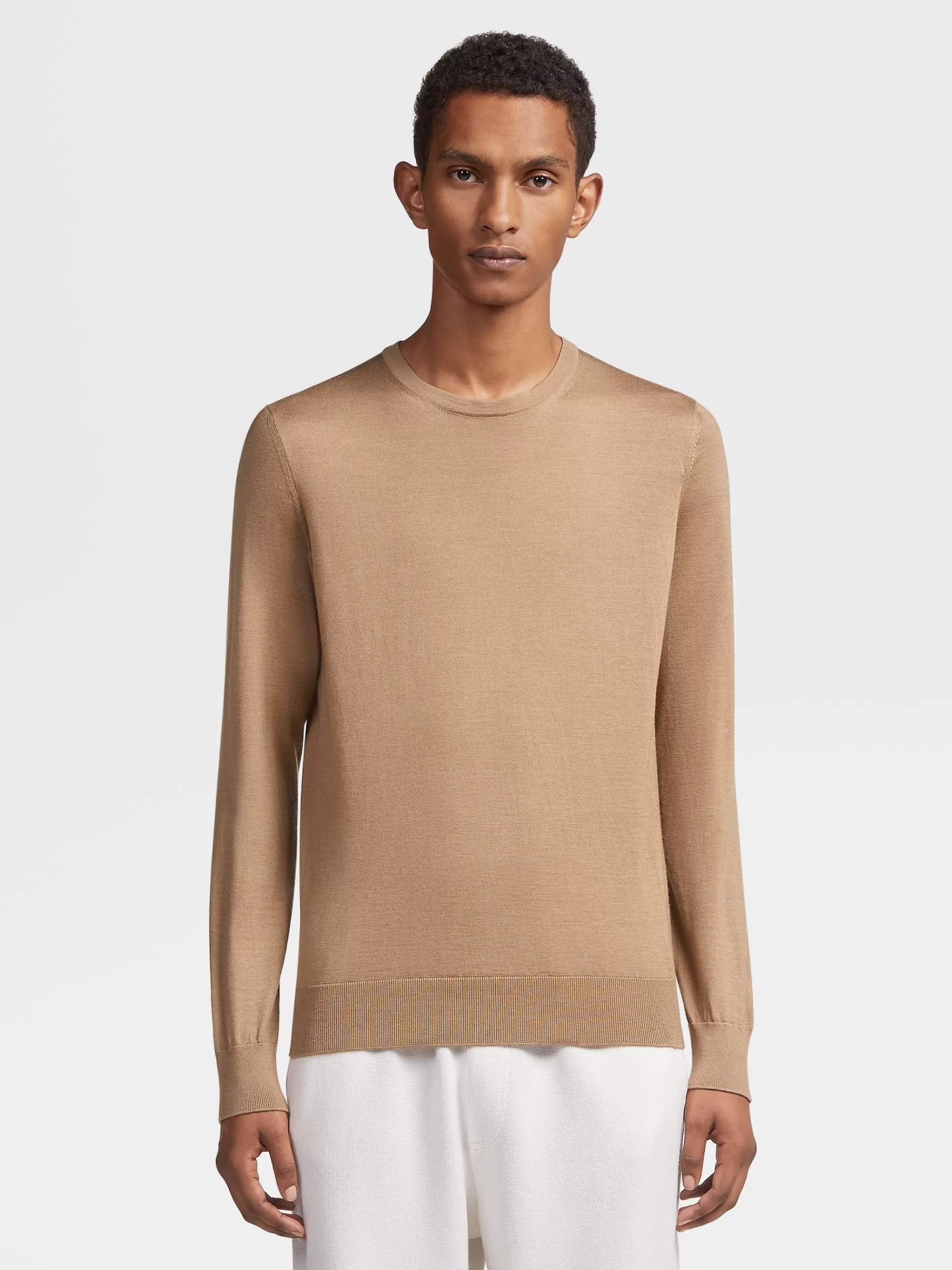 ZEGNA Malhas^Camisola De Malha De Gola Redonda Cashseta Bege