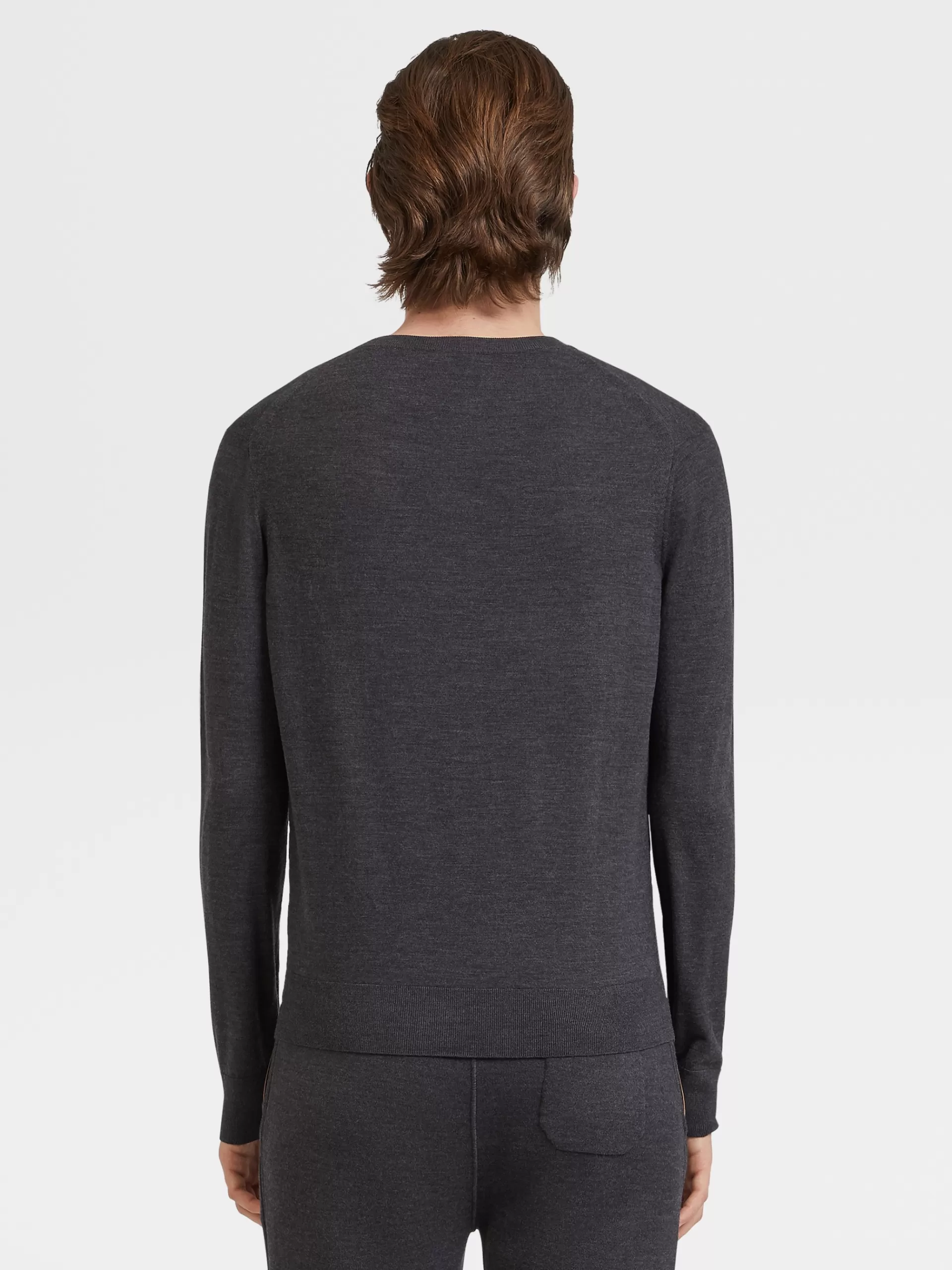 ZEGNA Malhas^Camisola De Malha De Gola Redonda Cinzenta-Escura Em La 12Milmil12 Cinzento-Escuro