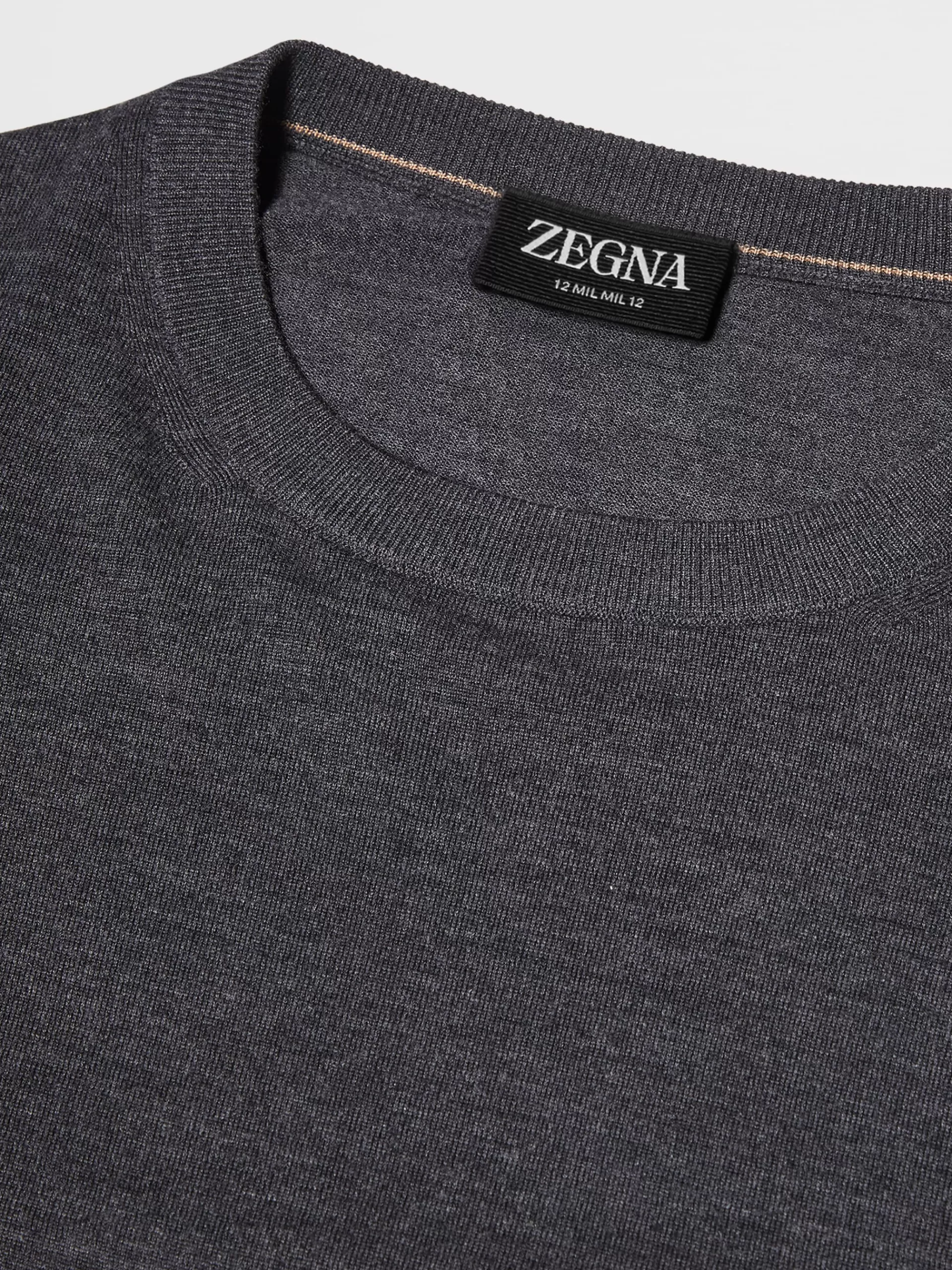 ZEGNA Malhas^Camisola De Malha De Gola Redonda Cinzenta-Escura Em La 12Milmil12 Cinzento-Escuro