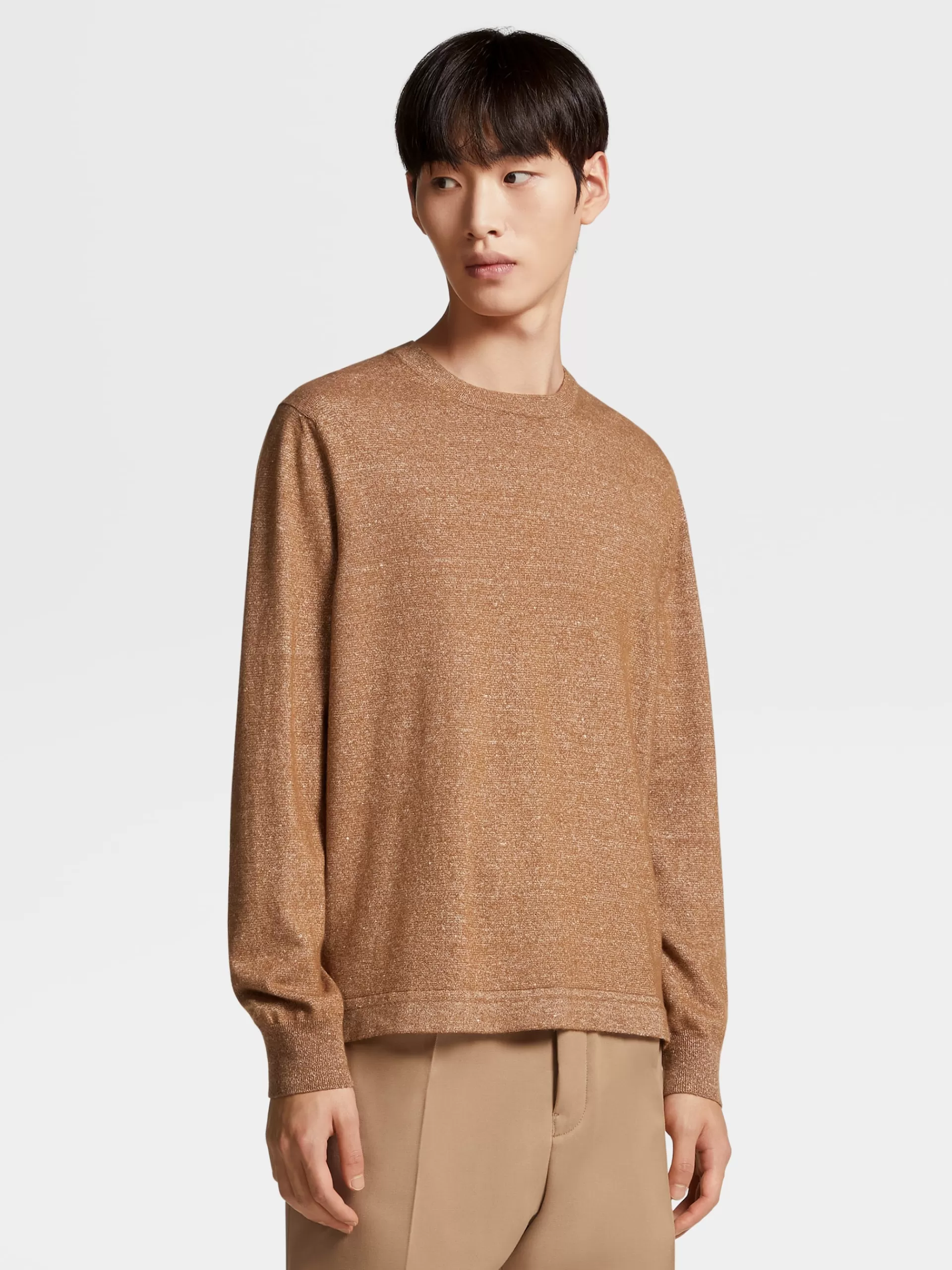 ZEGNA Malhas^Camisola De Malha De Gola Redonda Cor Oasi Cashmere Vicunha